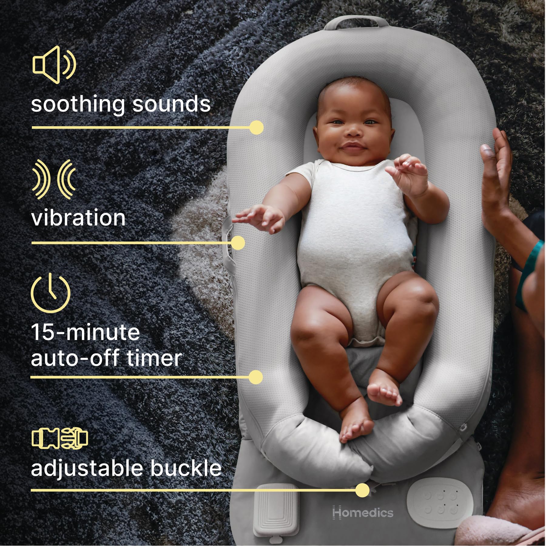 Foto 4 pulgar | Cojín Calmante Para Bebés Homedics 3 En 1, Relajante, Gris, Recargable - Venta Internacional.