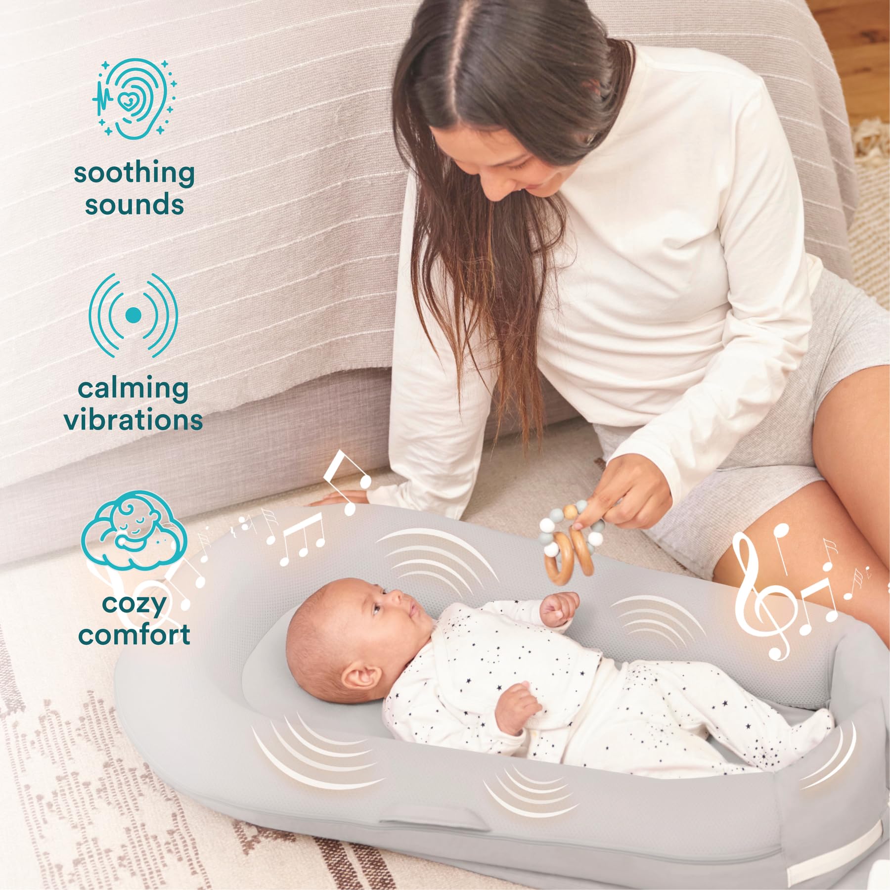 Foto 7 pulgar | Cojín Calmante Para Bebés Homedics 3 En 1, Relajante, Gris, Recargable - Venta Internacional.