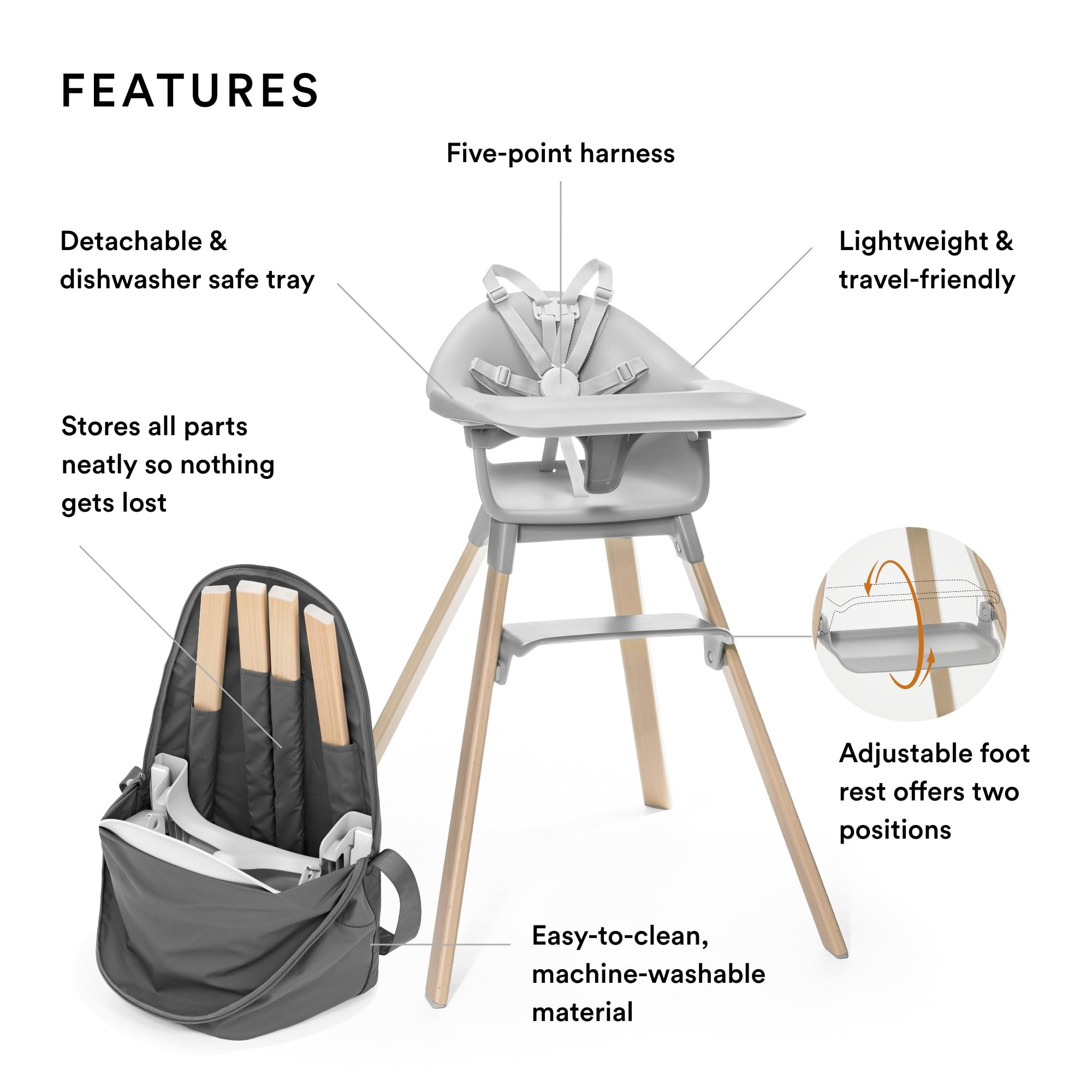 Foto 3 pulgar | Trona Stokke Clikk Cloud Grey Con Bolsa De Viaje Gris 6-36 M - Venta Internacional.