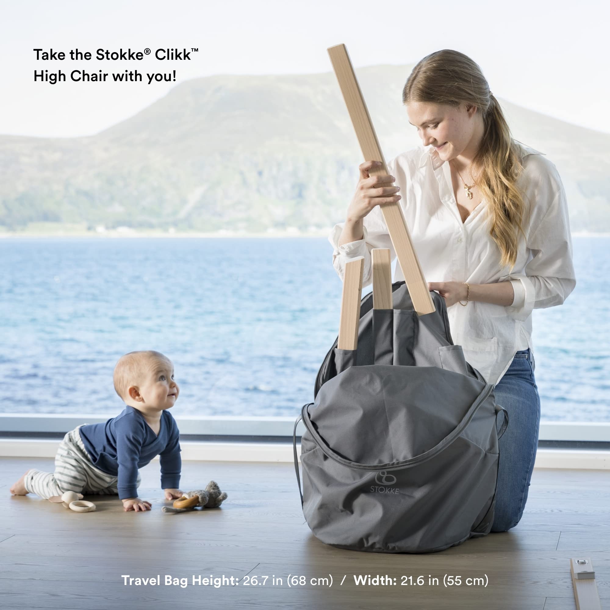 Foto 6 pulgar | Trona Stokke Clikk Cloud Grey Con Bolsa De Viaje Gris 6-36 M - Venta Internacional.