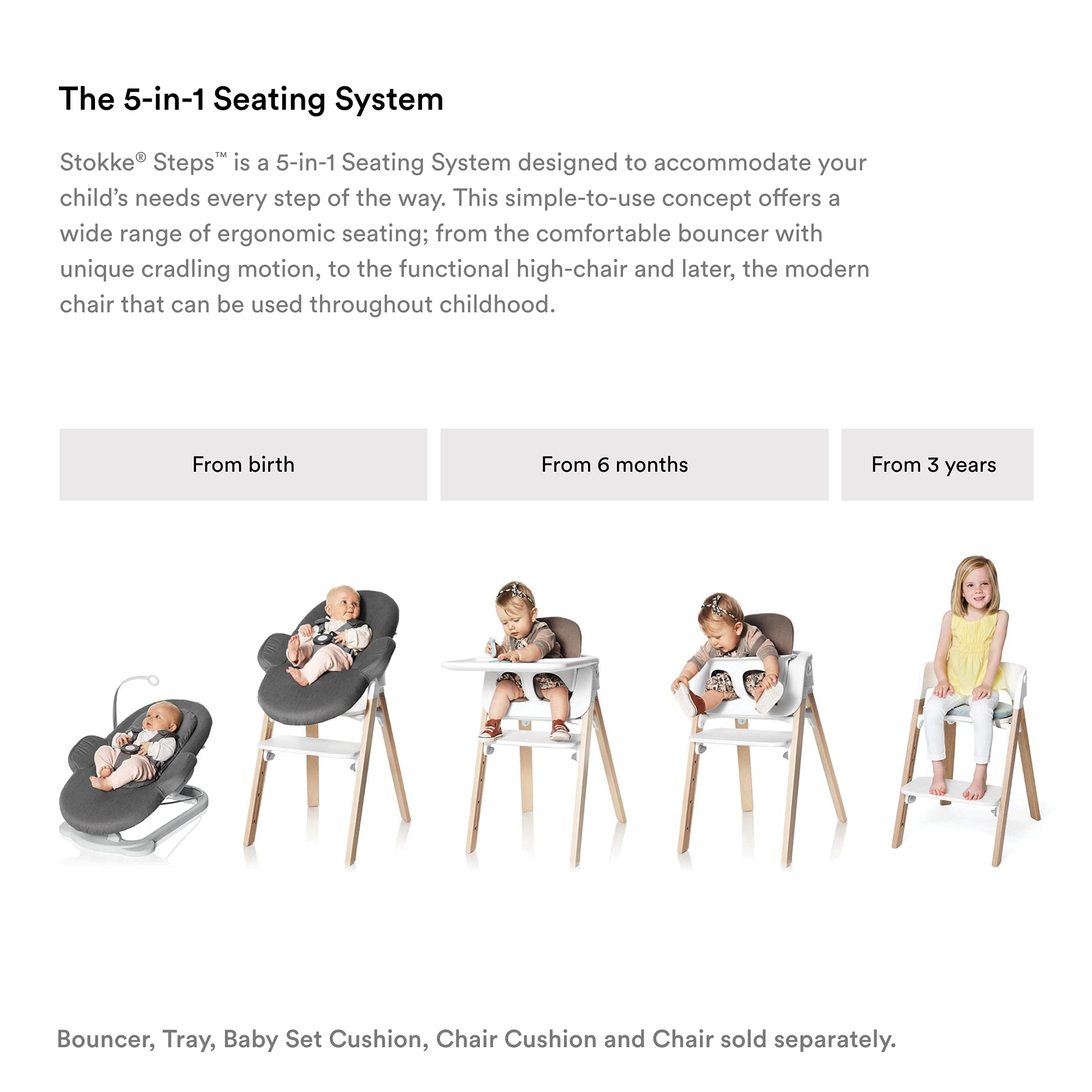 Foto 5 pulgar | Set De Bebé Stokke Steps Negro Para Trona A Partir De 6 Meses Con Arnés - Venta Internacional.