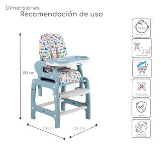 Foto 4 | Periquera Para Bebe Silla Alta Para Comer Escritorio - Azul