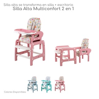 Foto 1 | Periquera Para Bebe Silla Alta Para Comer Escritorio - Rosa