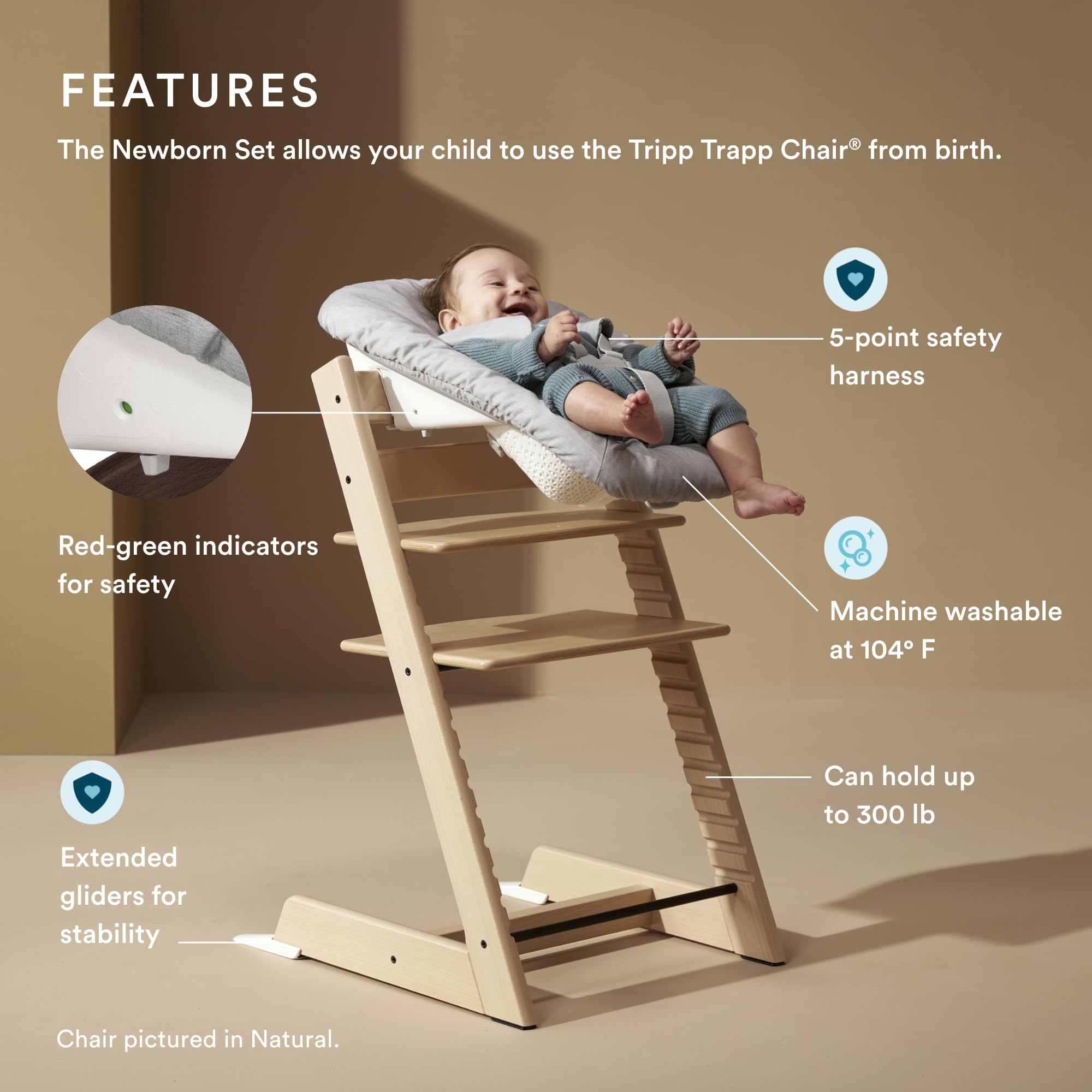 Foto 2 | Set De Silla Tripp Trapp Para Recién Nacidos Stokke Blanco/gris De Hasta 9 Kg - Venta Internacional.