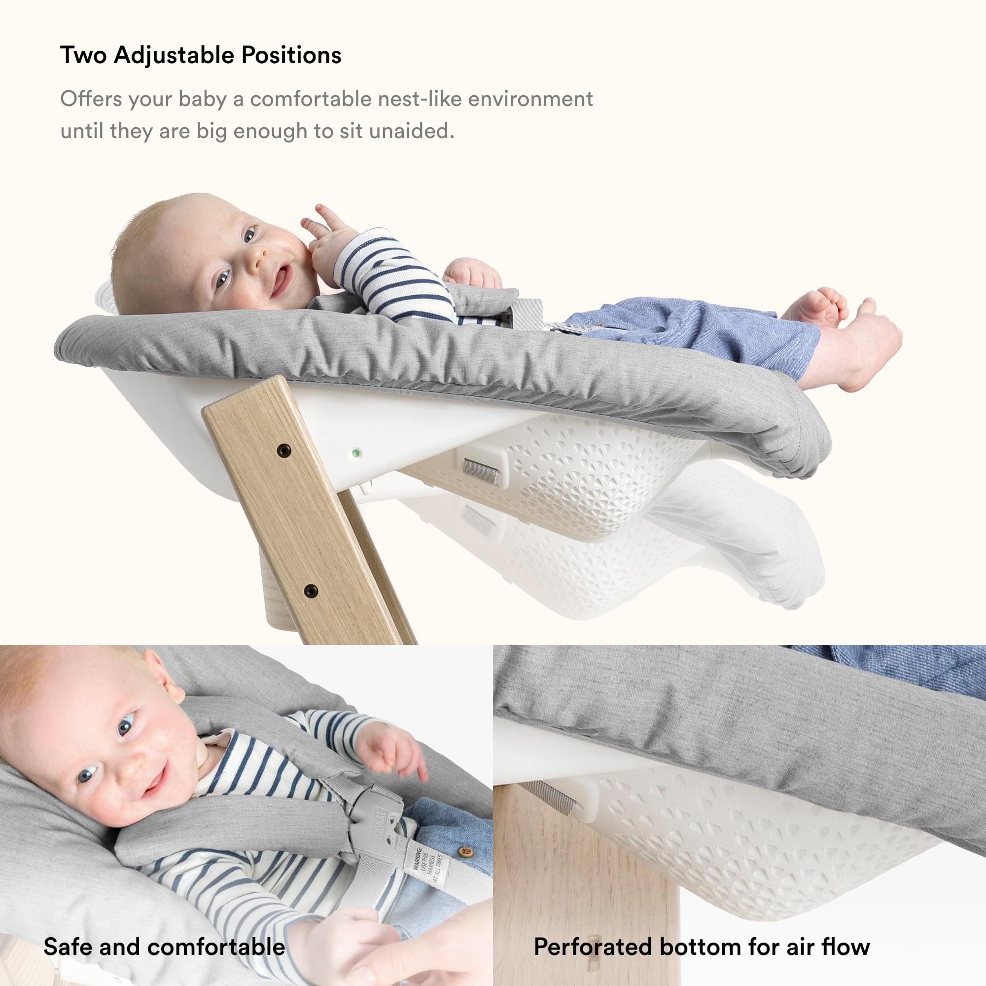 Foto 6 pulgar | Set De Silla Tripp Trapp Para Recién Nacidos Stokke Blanco/gris De Hasta 9 Kg - Venta Internacional.