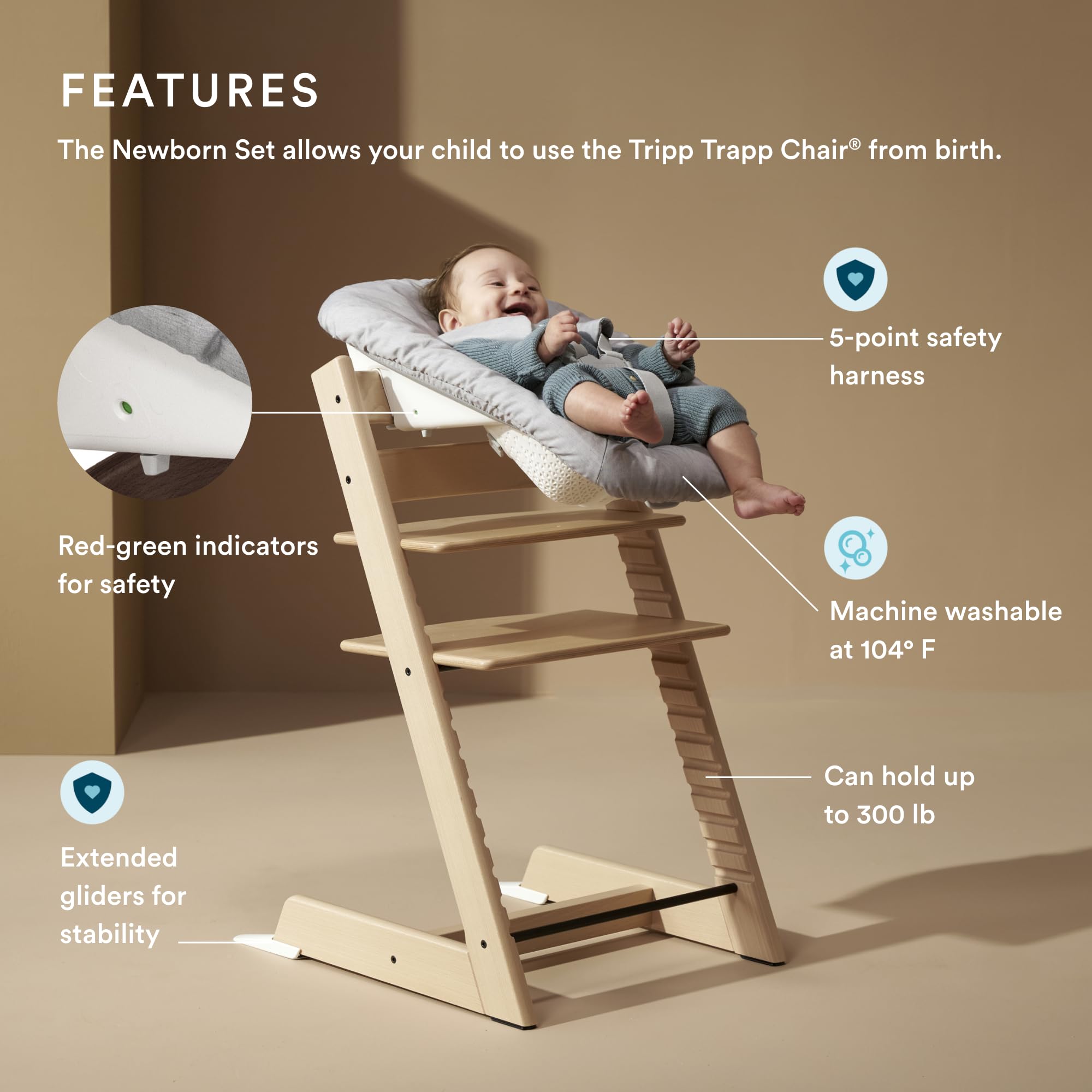 Foto 2 | Set De Trona Stokke Tripp Trapp Natural + Para Recién Nacidos, Color Gris - Venta Internacional.