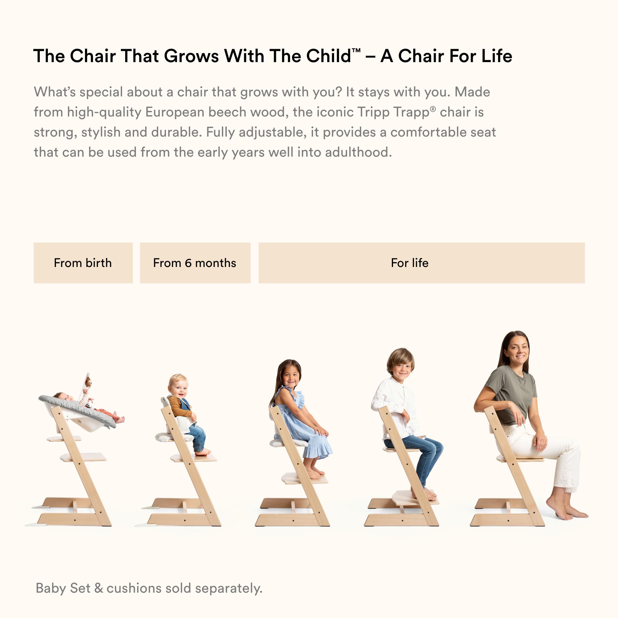 Foto 6 | Set De Trona Stokke Tripp Trapp Natural + Para Recién Nacidos, Color Gris - Venta Internacional.