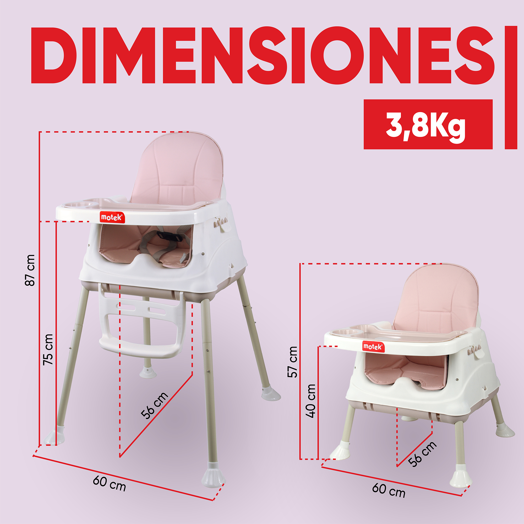 Foto 6 pulgar | Silla Alta Periquera Motek Bruni 4 En 1 Comer Bebe