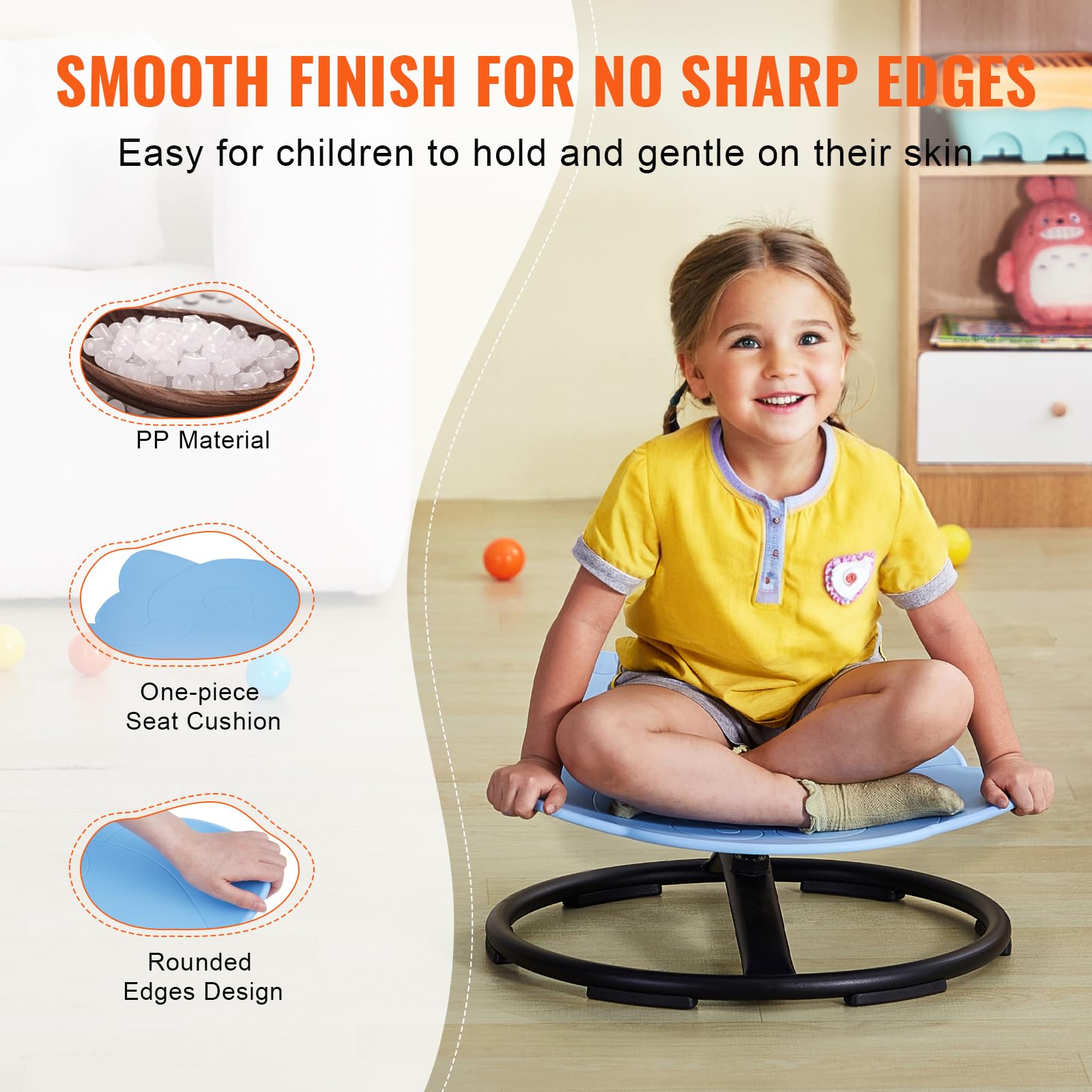 Foto 6 pulgar | Silla Giratoria Vevor Elephant Kids De 100 Kg De Capacidad, Color Azul - Venta Internacional.