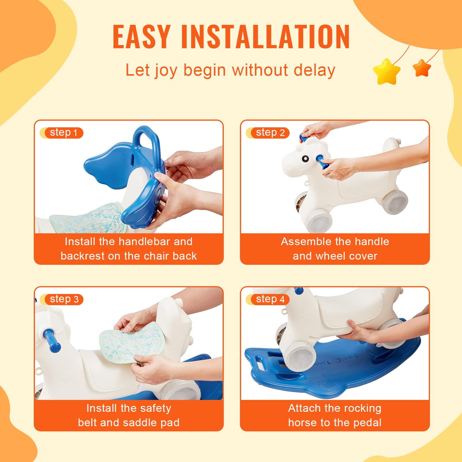 Foto 6 | Rocking Horse Vevor 4 En 1 Para Niños Pequeños De 1 A 3 Años Con Sonido - Venta Internacional.