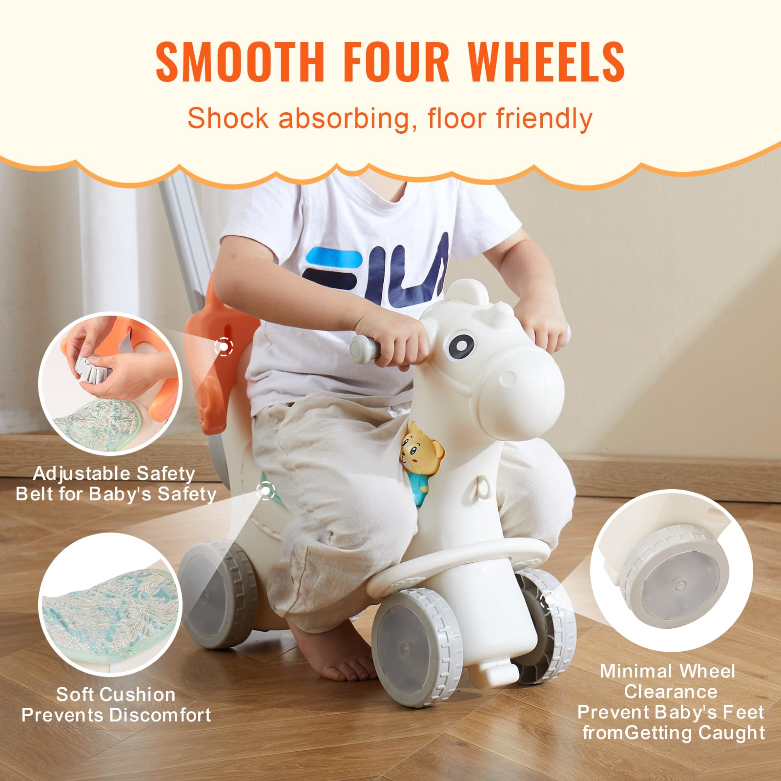 Foto 6 pulgar | Rocking Horse Vevor 4 En 1 Para Niños Pequeños De 1 A 3 Años Con Sonido - Venta Internacional.