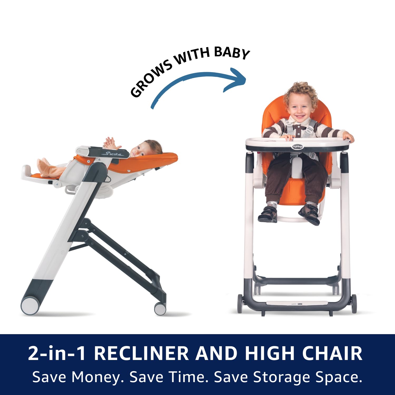 Foto 2 | Trona Peg Perego Siesta Grow Con Sillón Reclinable Para Bebés, Color Beige - Venta Internacional.
