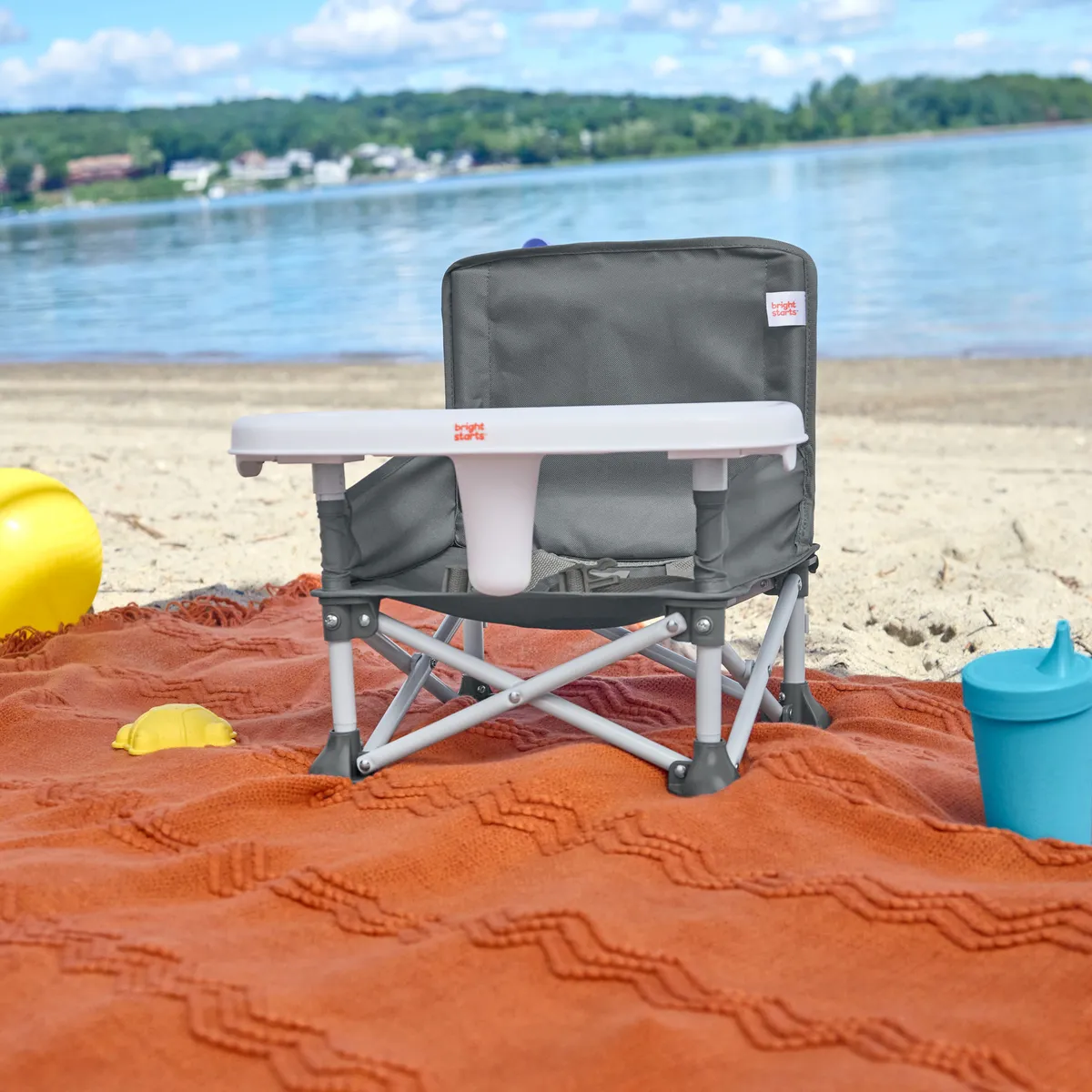 Foto 4 pulgar | Silla Periquera Bright Starts Pop N Sit Booster 3 En 1 Gris