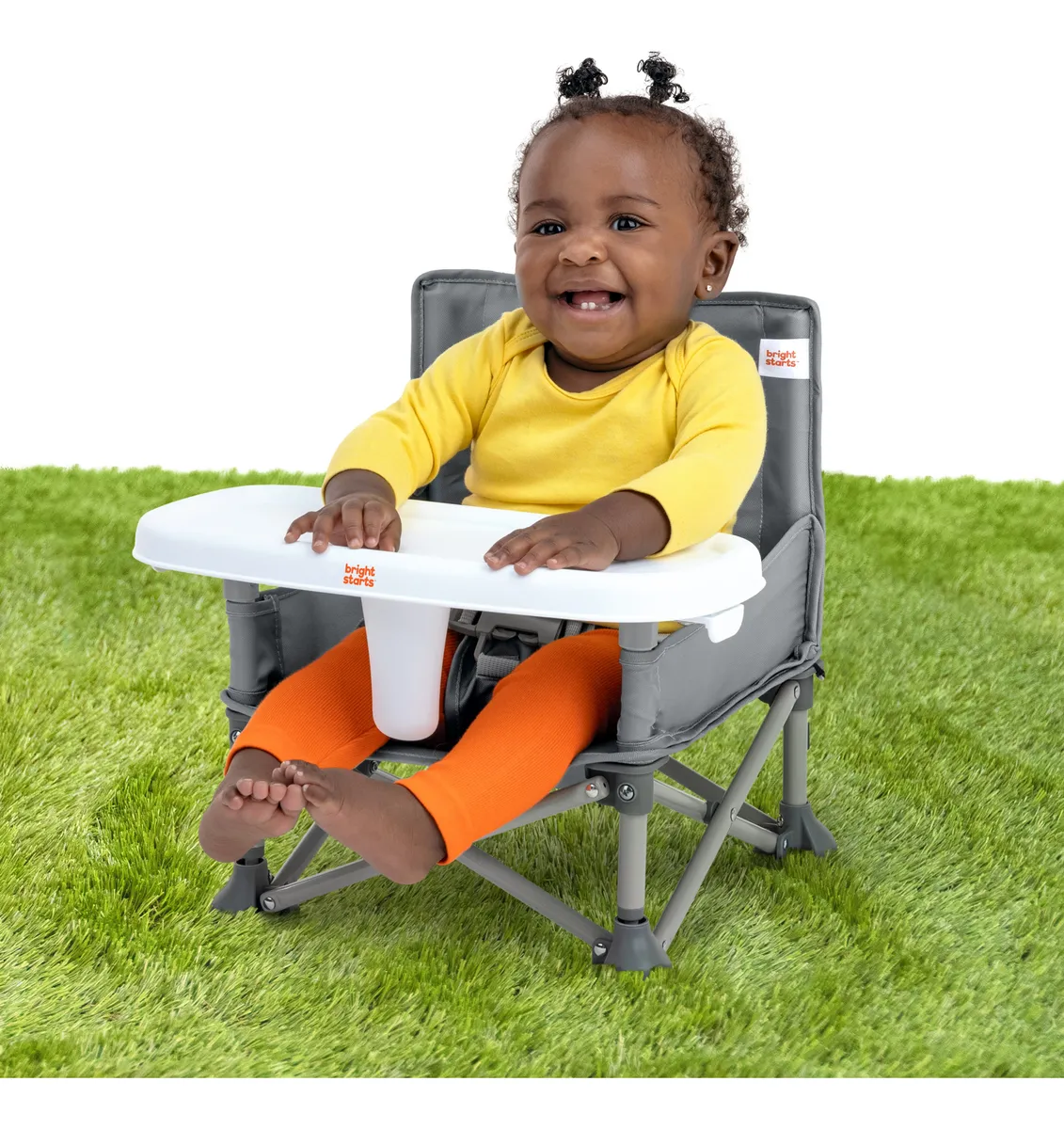 Foto 6 pulgar | Silla Periquera Bright Starts Pop N Sit Booster 3 En 1 Gris