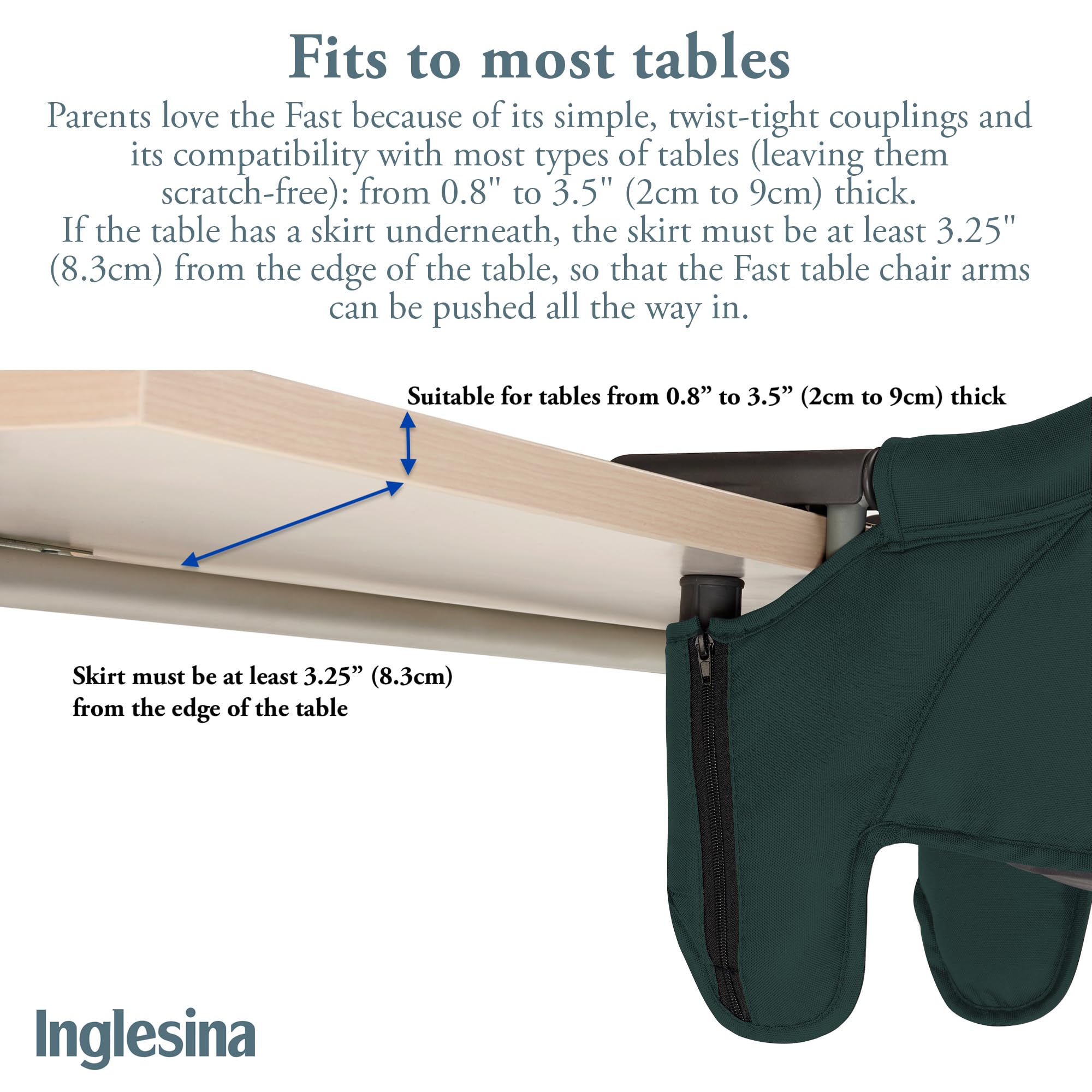 Foto 3 pulgar | Silla Alta Portátil Para Bebés Inglesina Fast Table Verde Oscuro - Venta Internacional.
