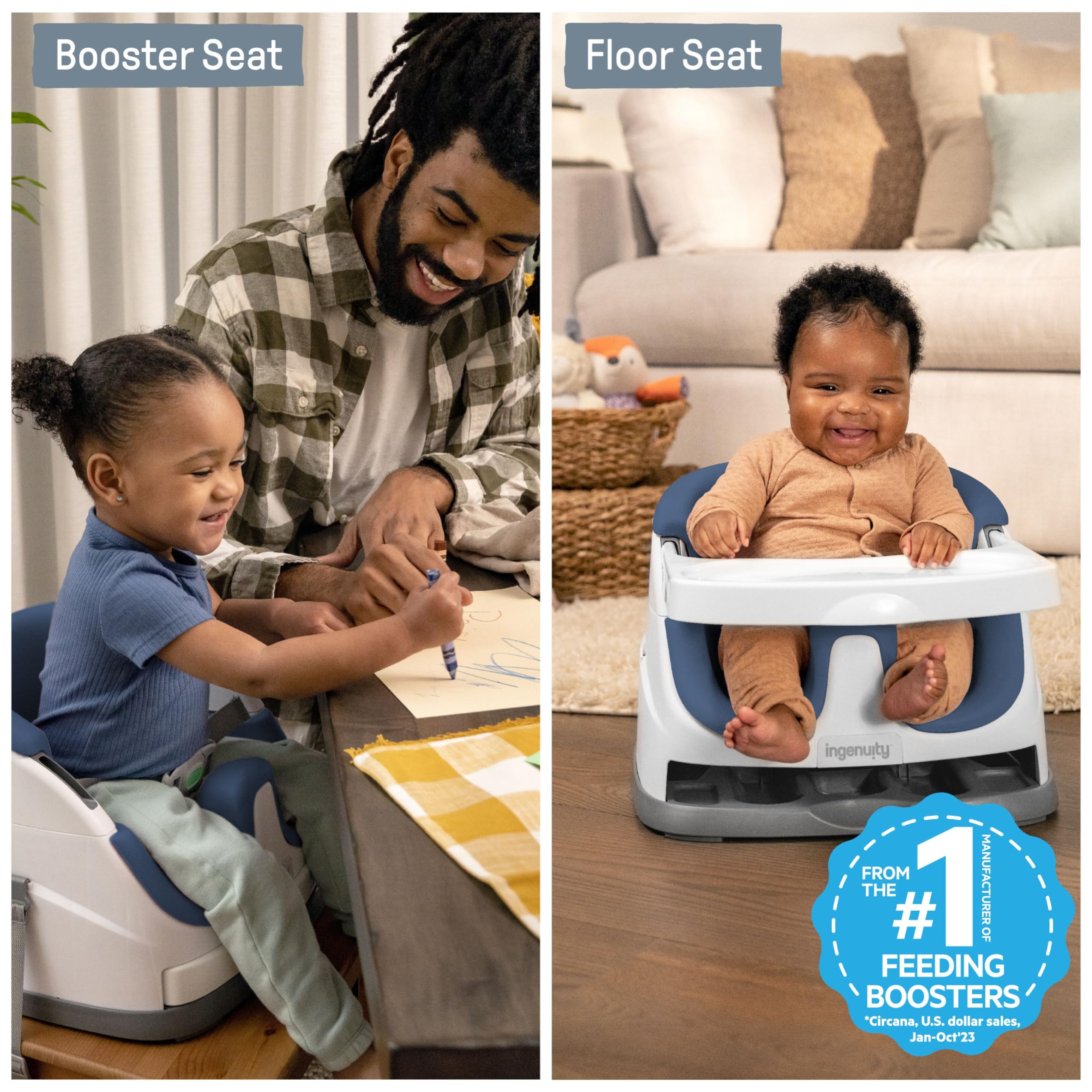 Foto 3 pulgar | Asiento De Suelo Con Alimentación Elevadora Y Asiento De Suelo Ingenuity Baby Base 2 En 1 - Venta Internacional.