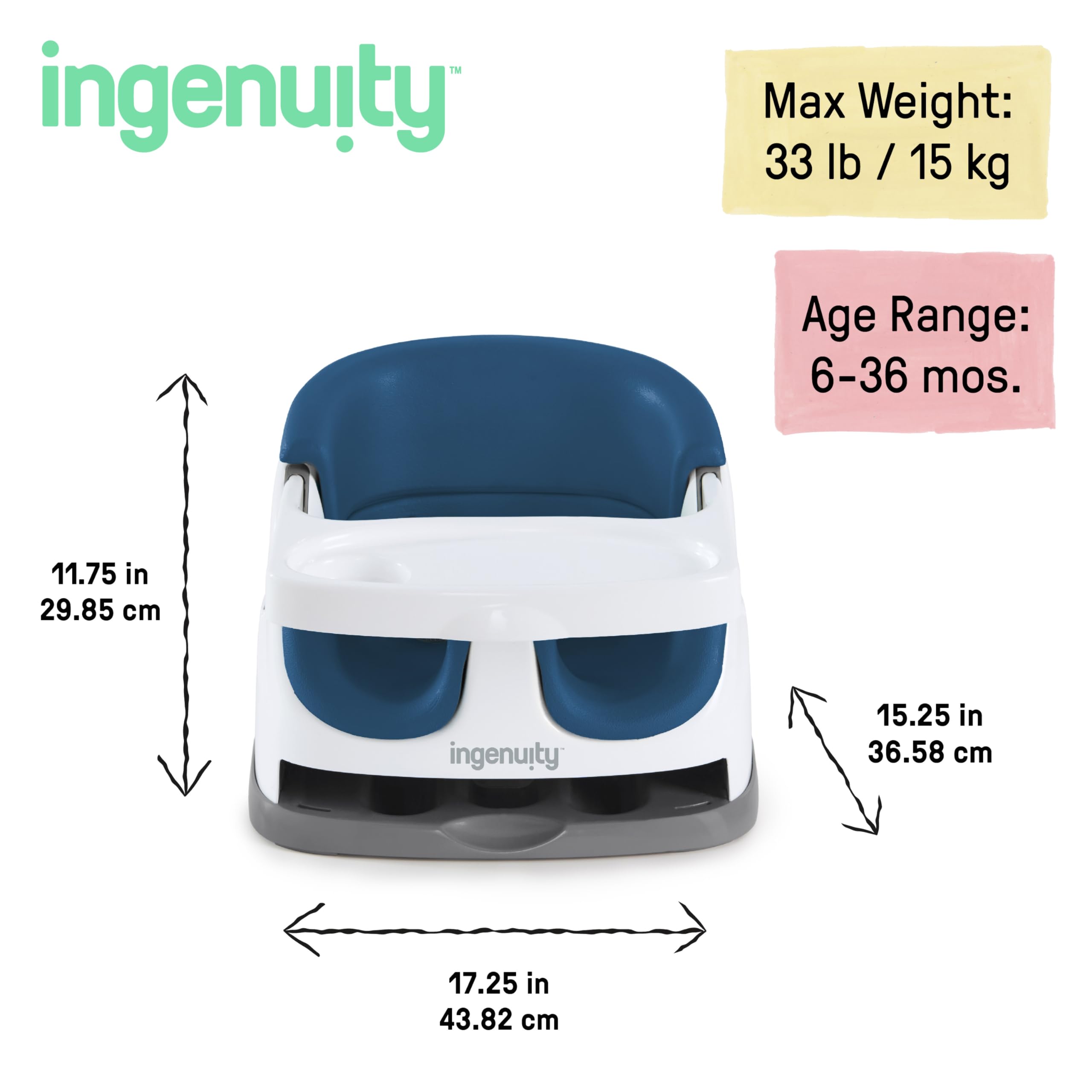 Foto 7 pulgar | Asiento De Suelo Con Alimentación Elevadora Y Asiento De Suelo Ingenuity Baby Base 2 En 1 - Venta Internacional.