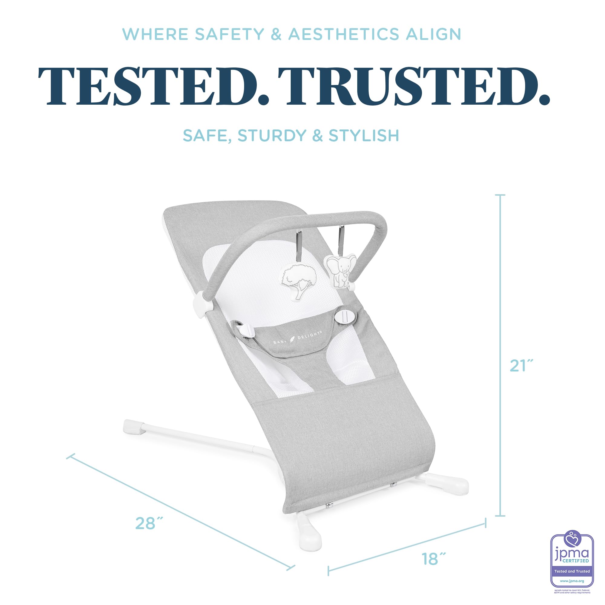 Foto 4 | Baby Bouncer Baby Delight Highland Para Bebés De 0 A 6 Meses, Color Gris - Venta Internacional.