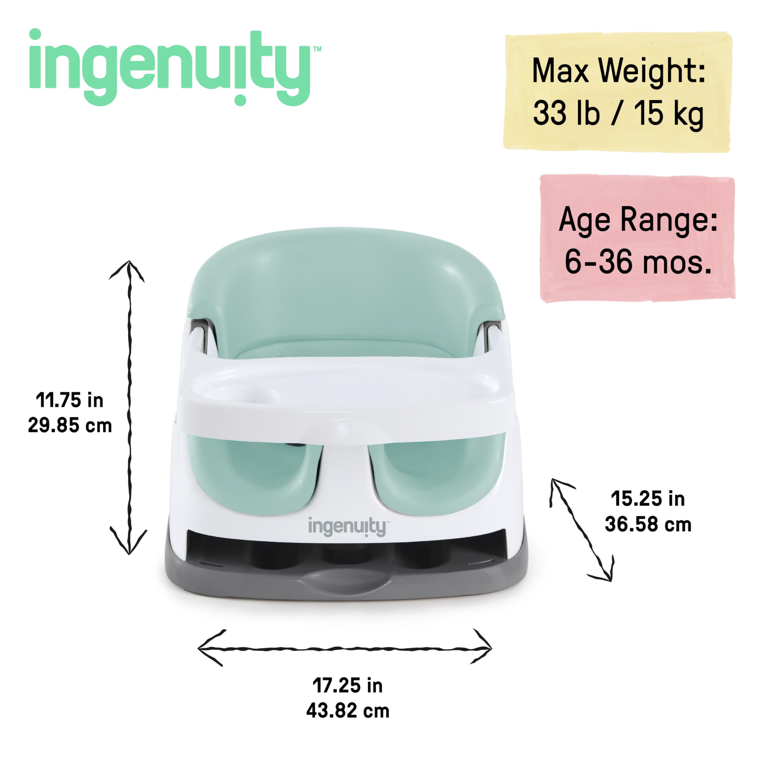 Foto 7 pulgar | Asiento De Suelo Con Alimentación Elevadora Y Asiento De Suelo Ingenuity Baby Base 2 En 1 - Venta Internacional.