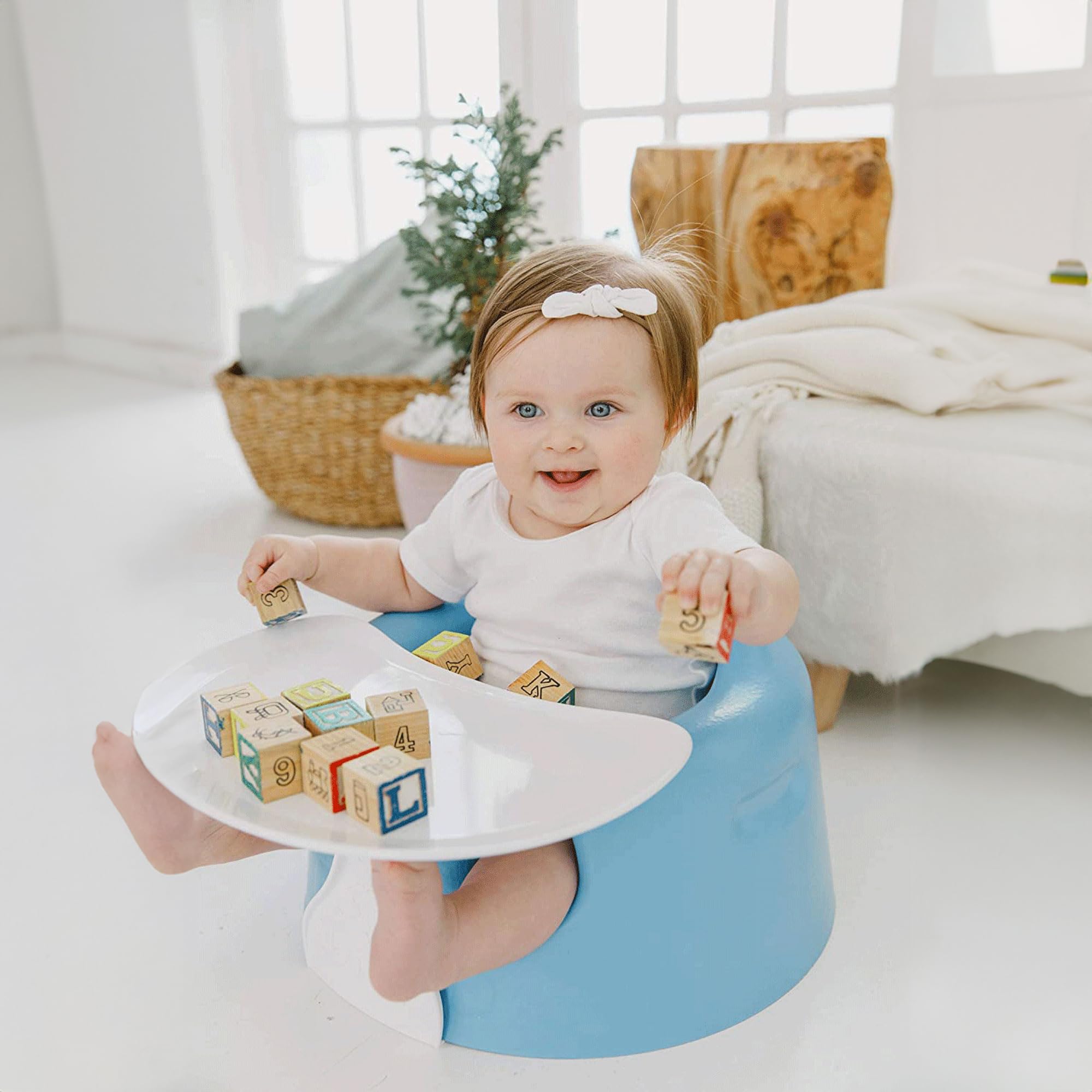 Foto 5 pulgar | Asiento De Suelo Para Bebé Bumbo Con Bandeja, Color Azul Claro - Venta Internacional.