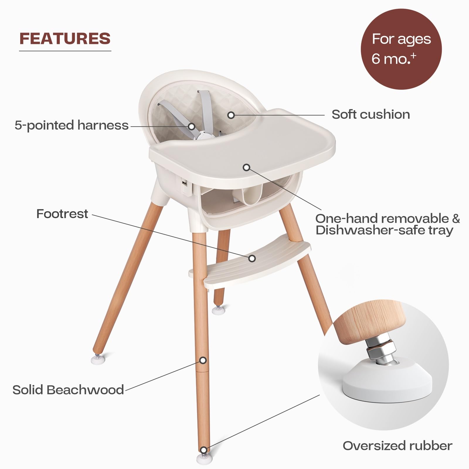 Foto 4 pulgar | Trona De Madera Fodoss 3 En 1 Para Bebés Y Niños Pequeños - Venta Internacional.