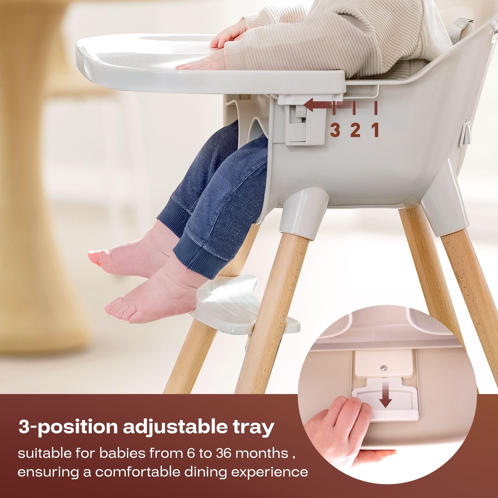 Foto 7 pulgar | Trona De Madera Fodoss 3 En 1 Para Bebés Y Niños Pequeños - Venta Internacional.