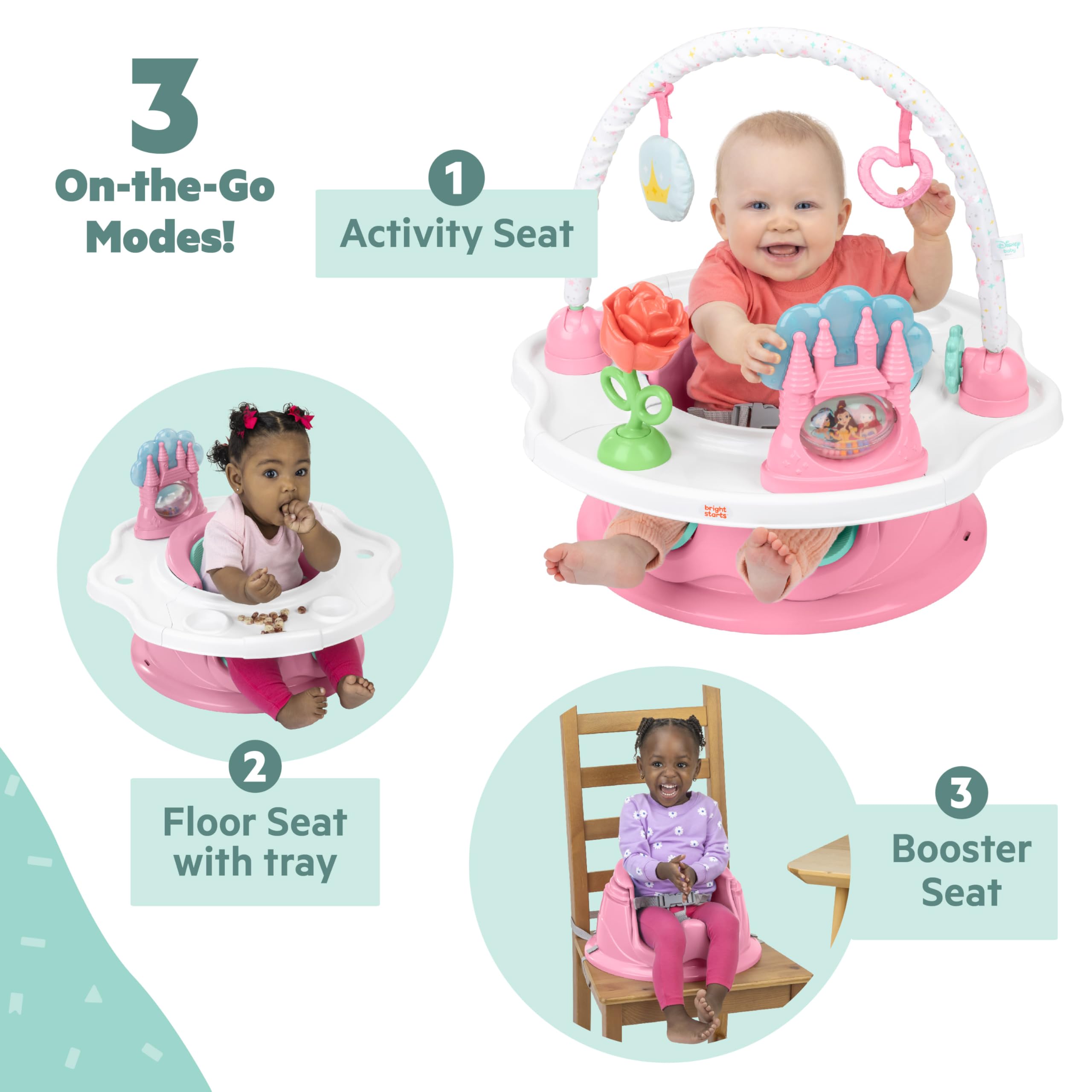 Foto 3 pulgar | Asiento Para Bebé Bright Starts Disney Princess Superseat Rosa - Venta Internacional.