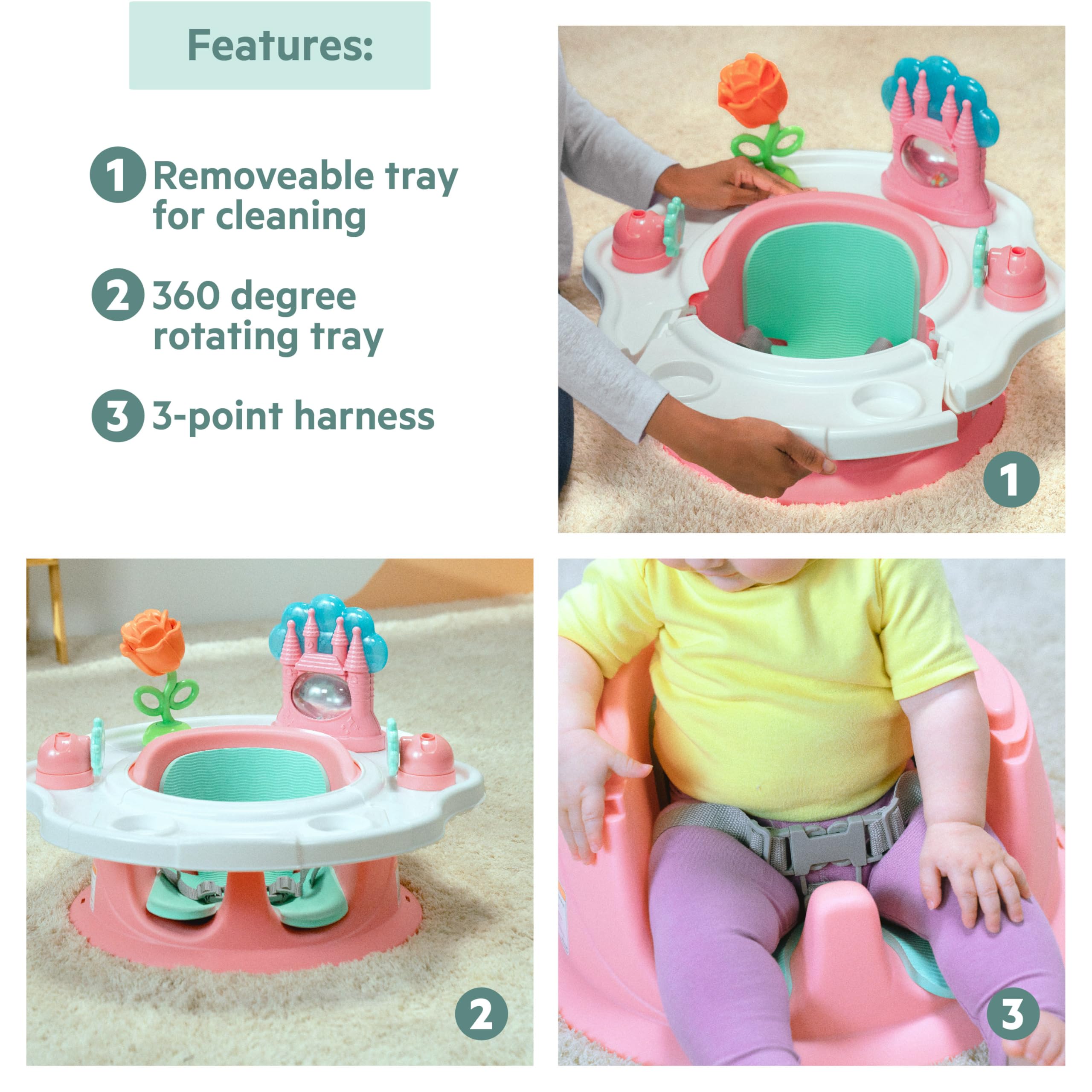Foto 7 | Asiento Para Bebé Bright Starts Disney Princess Superseat Rosa - Venta Internacional.