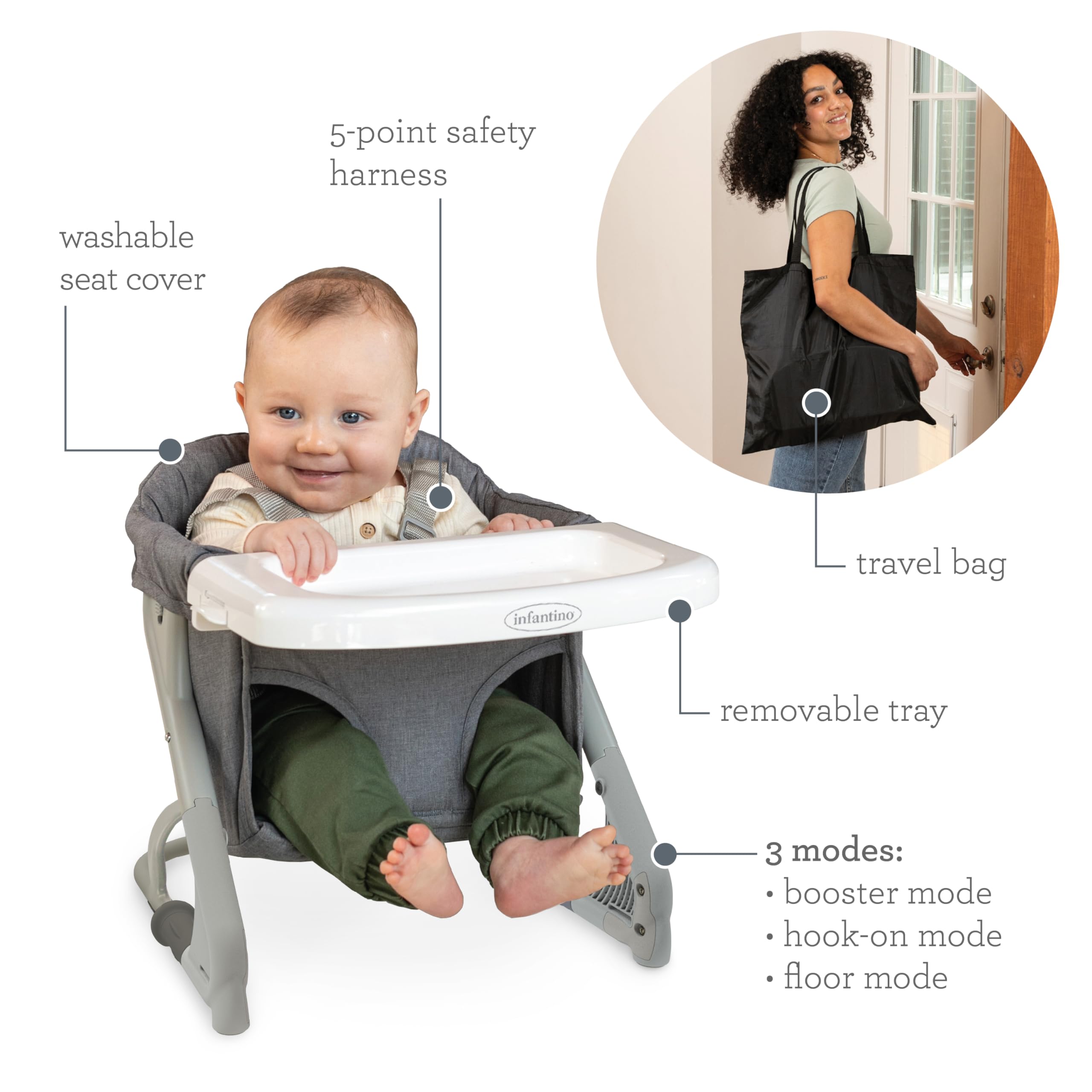 Foto 5 | Travel Booster Infantino: Lo Mejor Para Llevar, Gris - Venta Internacional.