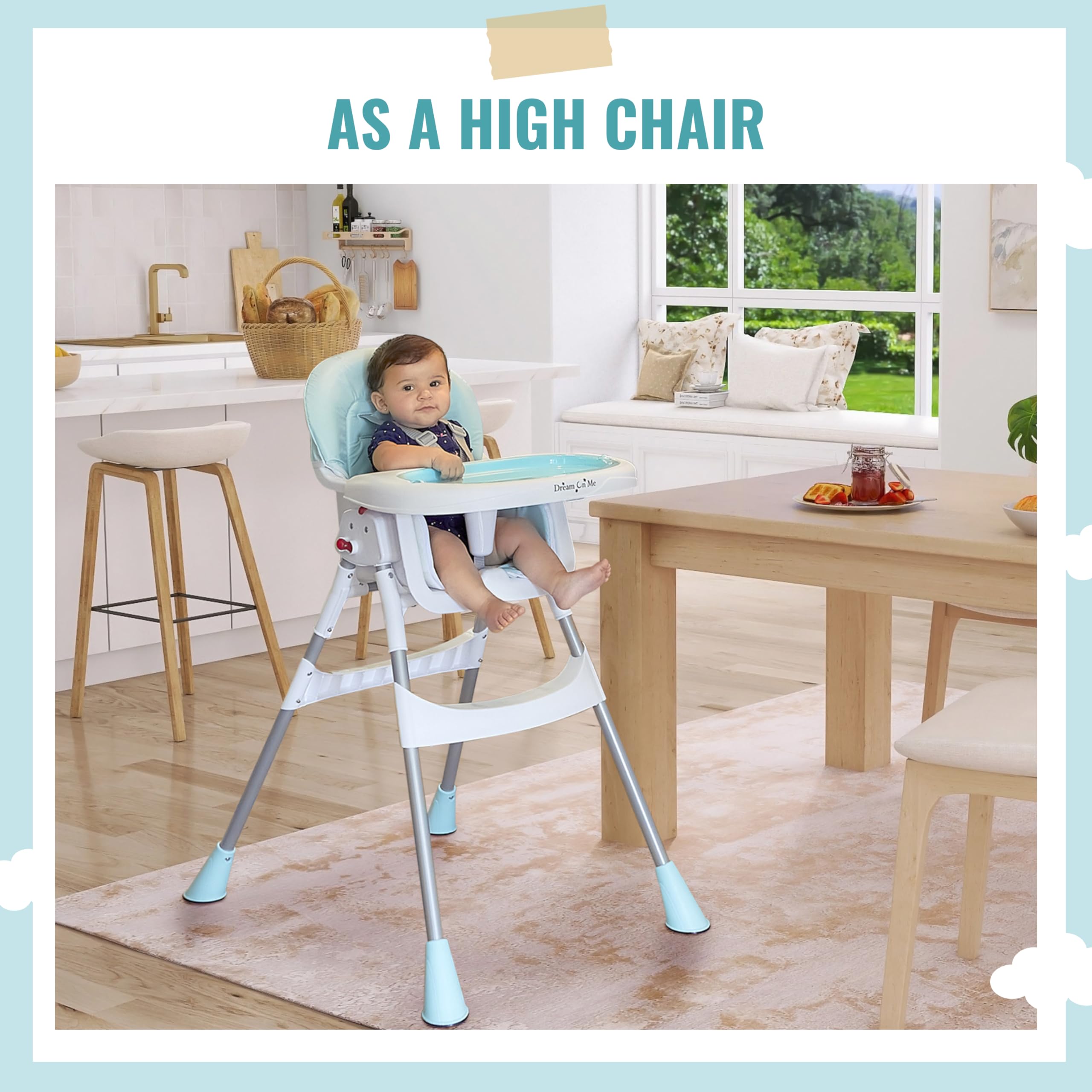 Foto 4 | Trona Dream On Me Tabletalk 2 En 1 Color Aguamarina Con Bandeja - Venta Internacional.