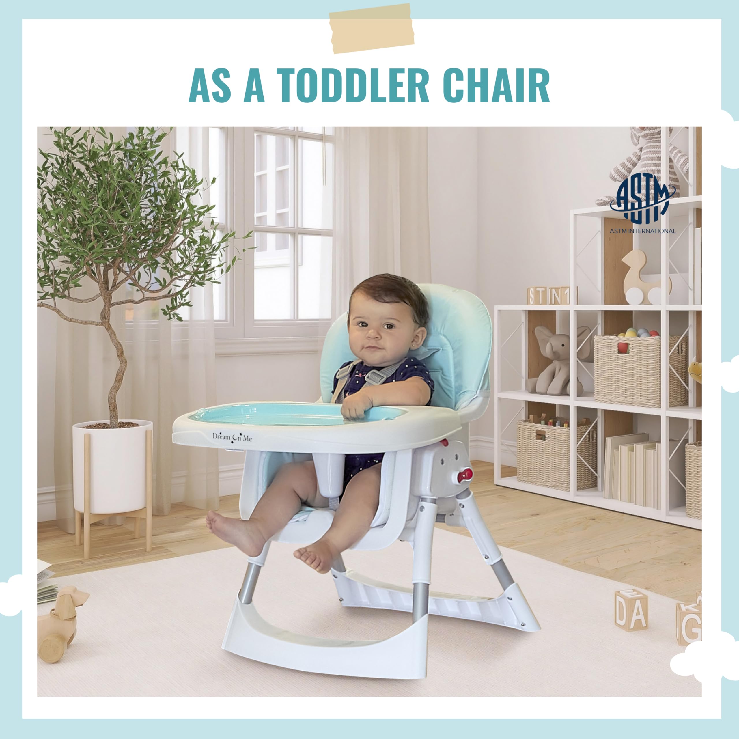 Foto 5 | Trona Dream On Me Tabletalk 2 En 1 Color Aguamarina Con Bandeja - Venta Internacional.
