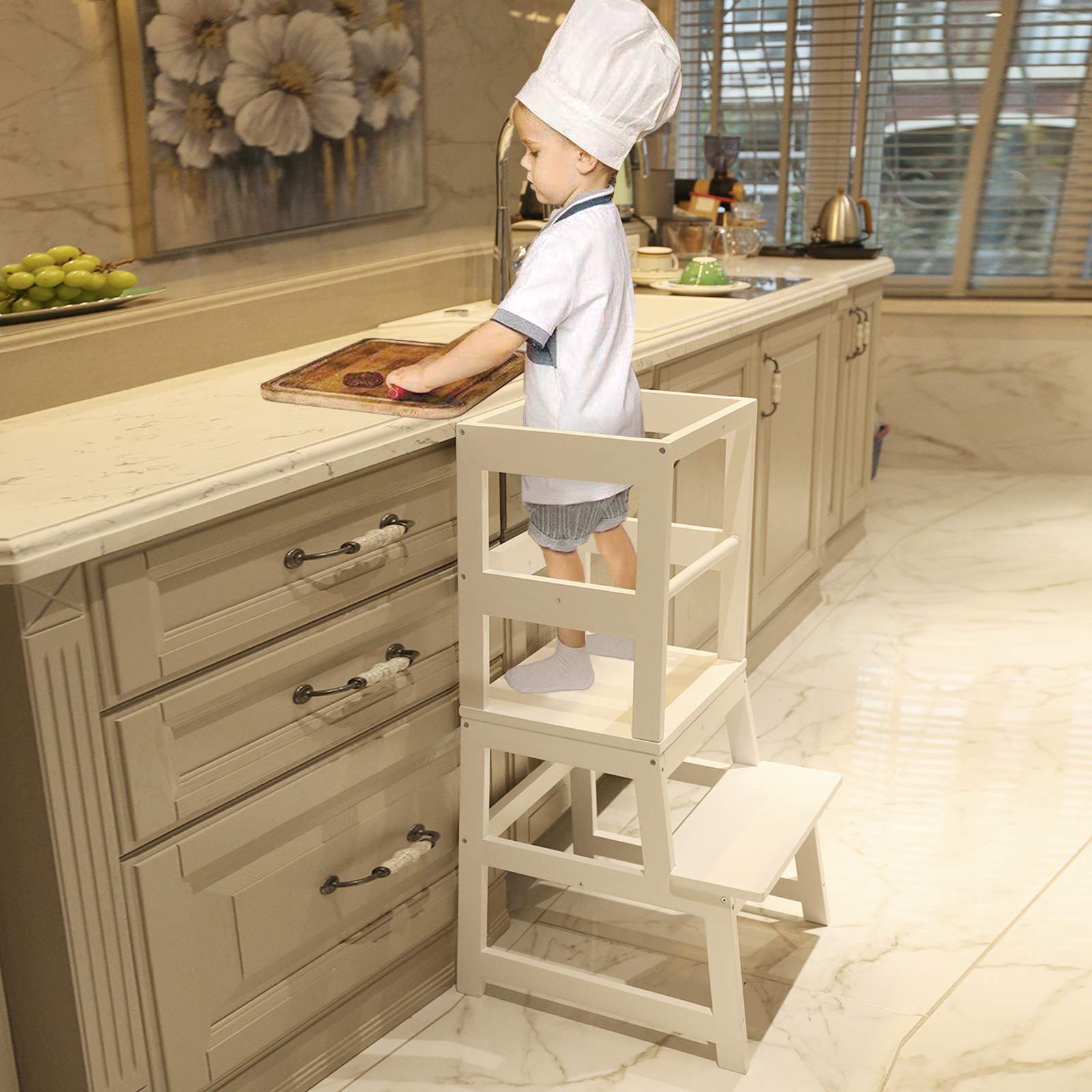 Taburete De Cocina Wood City Wooden Kids Montessori Blanco - Venta Internacional. $1,976
