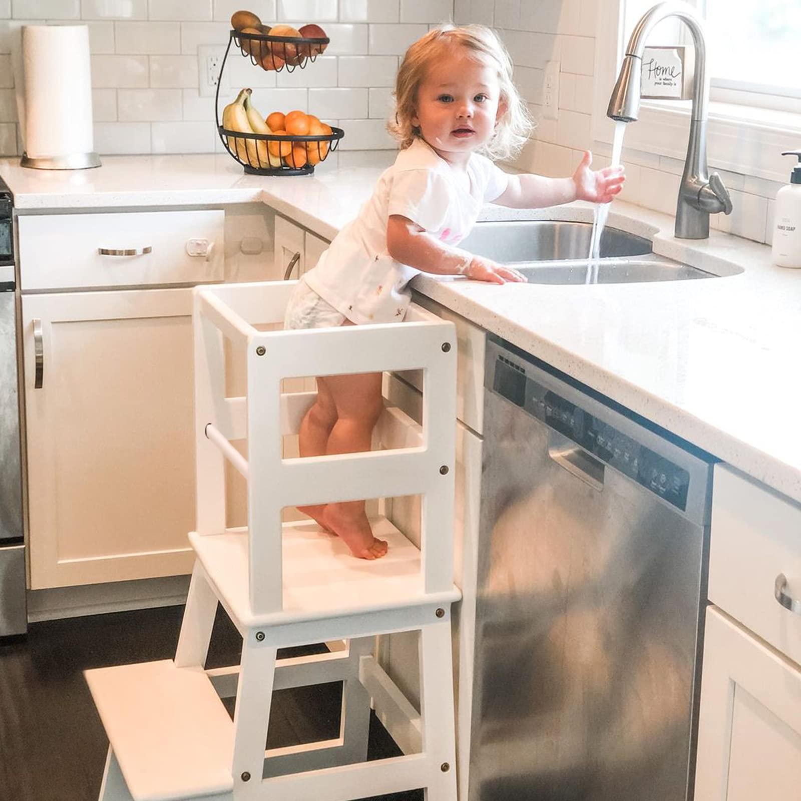 Foto 3 pulgar | Taburete De Cocina Wood City Wooden Kids Montessori Blanco - Venta Internacional.