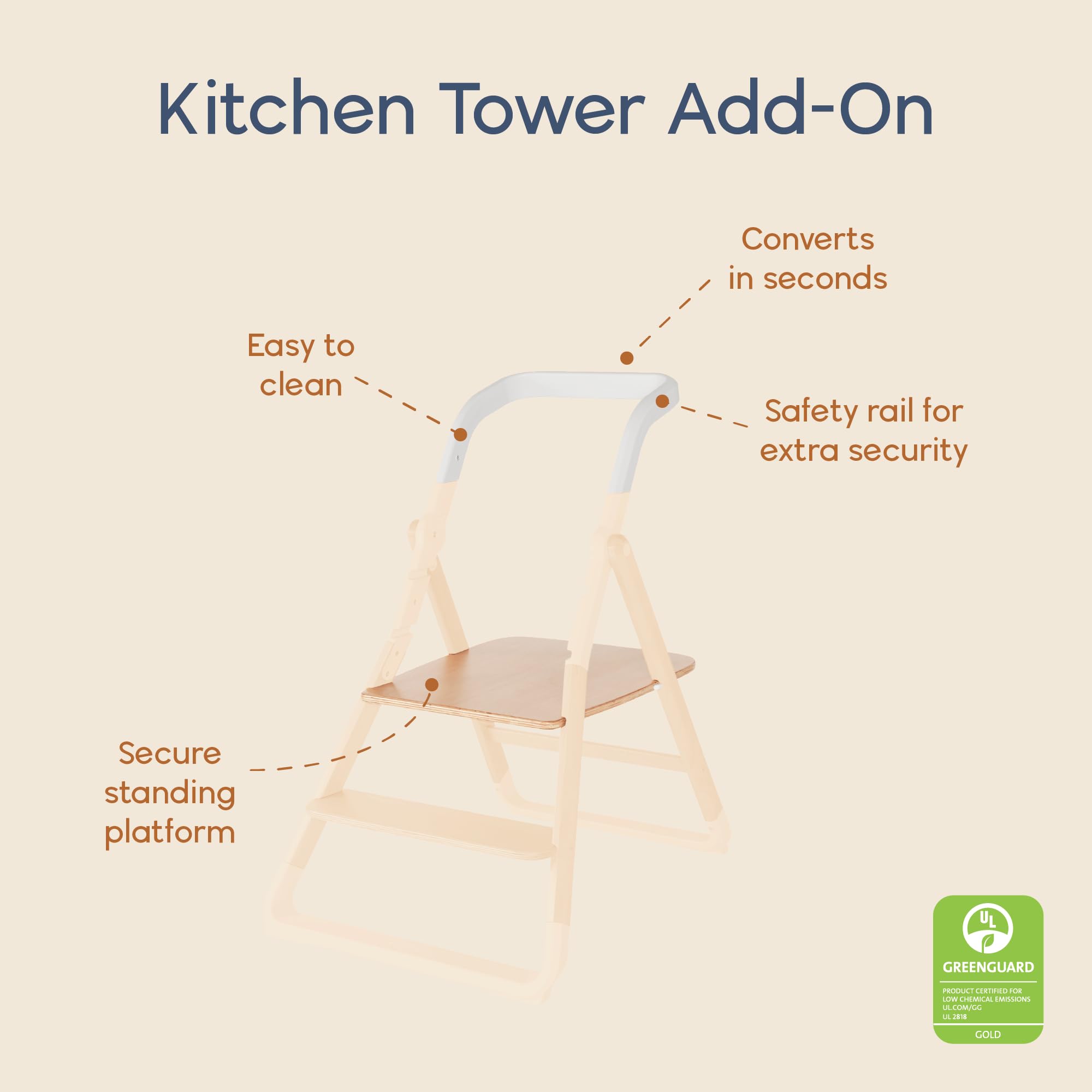 Foto 3 | Taburete Kitchen Tower Add-on Ergobaby Evolve De Madera Oscura - Venta Internacional.