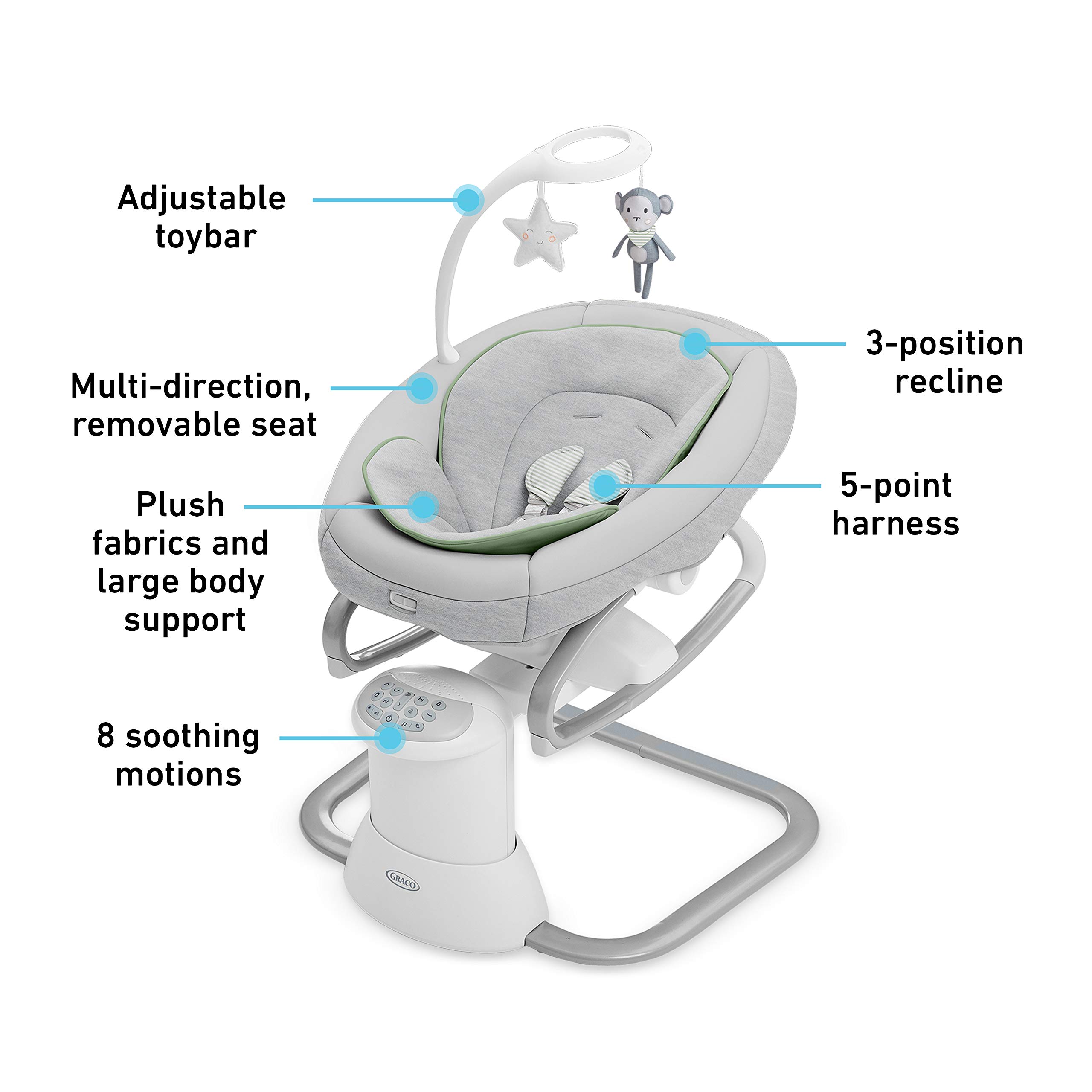 Foto 7 pulgar | Baby Swing Graco Soothe My Way Con Balancín Extraíble Madden - Venta Internacional.