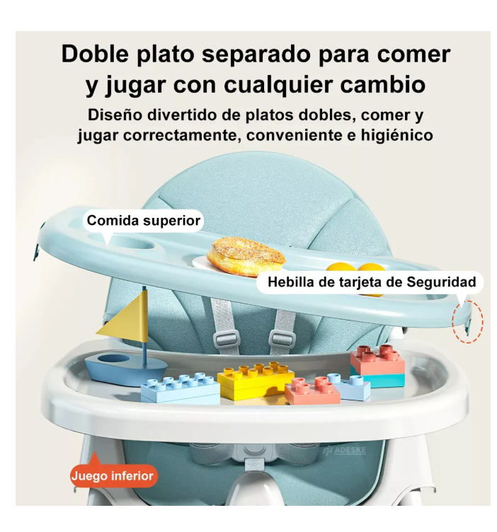 Foto 5 pulgar | Silla Periquera Portatil De Comer Plegable Blanco Y Verde