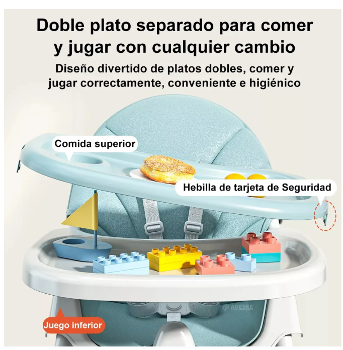 Foto 4 pulgar | Silla Periquera Portátil De Comer 3 En 1 Color Agua