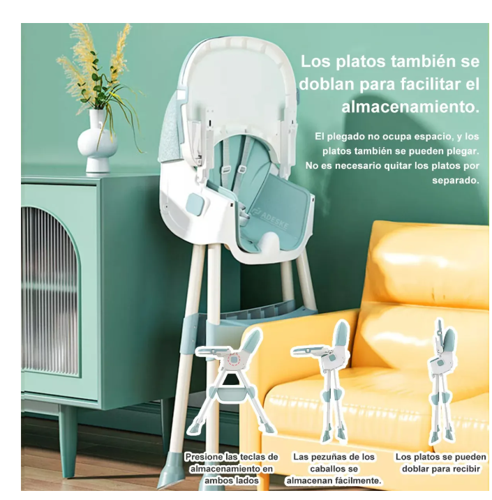 Foto 7 pulgar | Silla Periquera Portátil De Comer 3 En 1 Color Agua