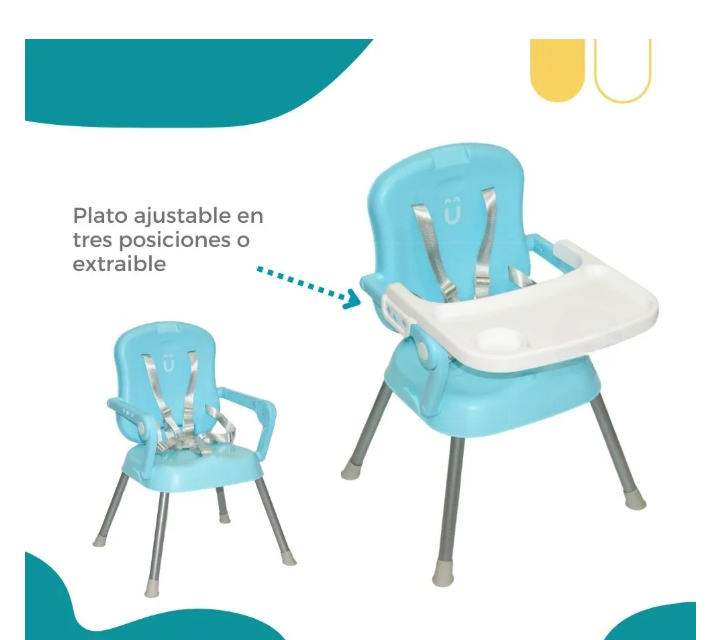 Foto 3 pulgar | Silla Periquera Bebe Alta Plegable Portatil 3 En 1