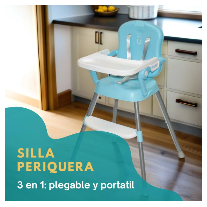 Foto 6 pulgar | Silla Periquera Bebe Alta Plegable Portatil 3 En 1