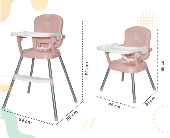 Foto 6 pulgar | Silla Periquera Bebe Alta Plegable Portatil 3 En 1 Color Rosa