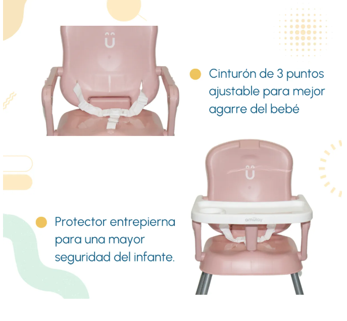 Foto 7 pulgar | Silla Periquera Bebe Alta Plegable Portatil 3 En 1 Color Rosa