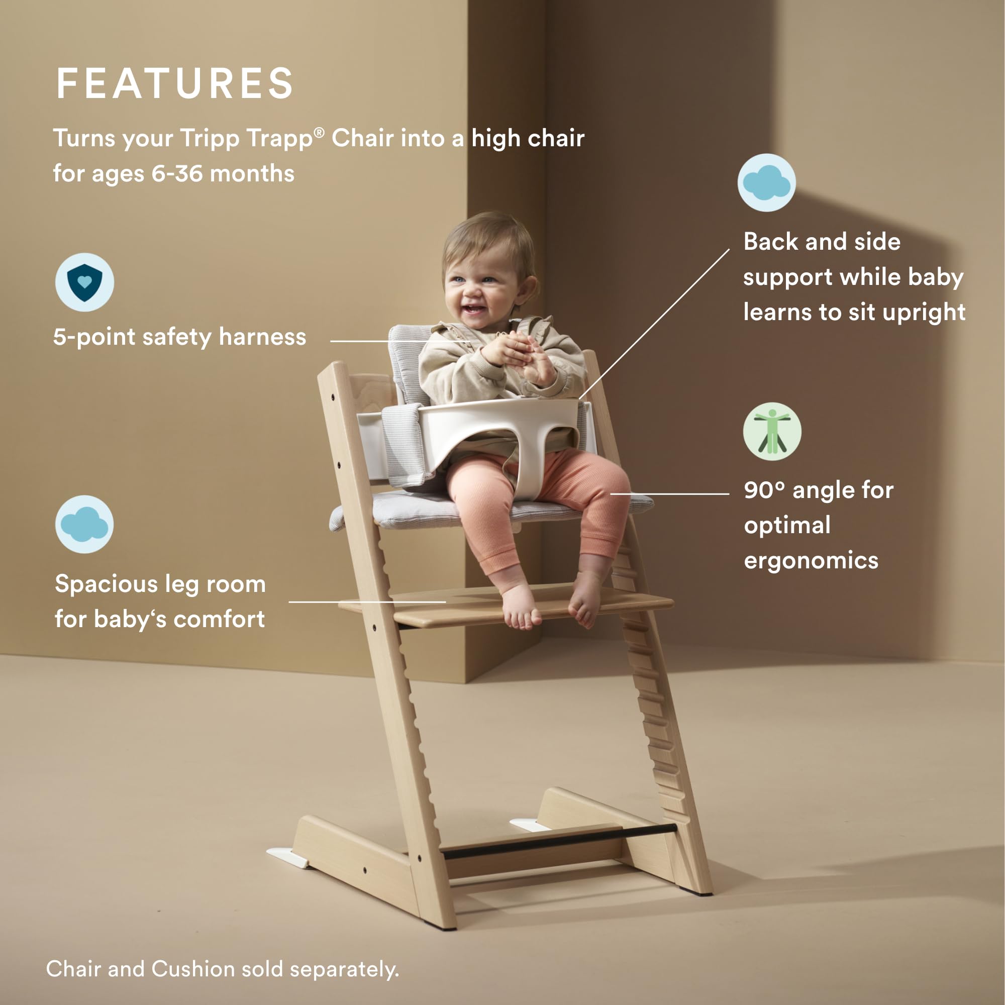 Foto 2 | Set De 2 Sillas Altas Stokke Tripp Trapp Para Bebés De 6 A 36 Meses, Color Blanco - Venta Internacional.