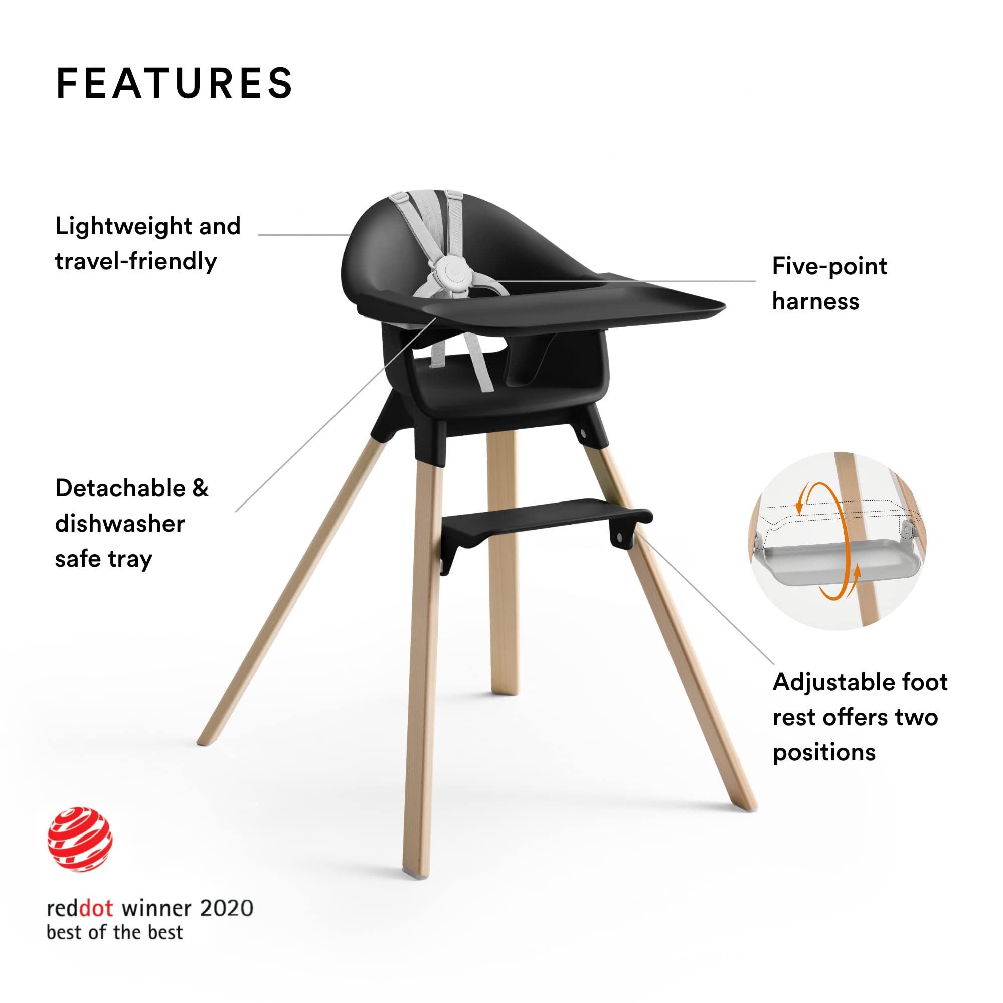 Foto 3 pulgar | Trona Stokke Clikk Negra Natural Con Bandeja Para 6 A 36 Meses - Venta Internacional.