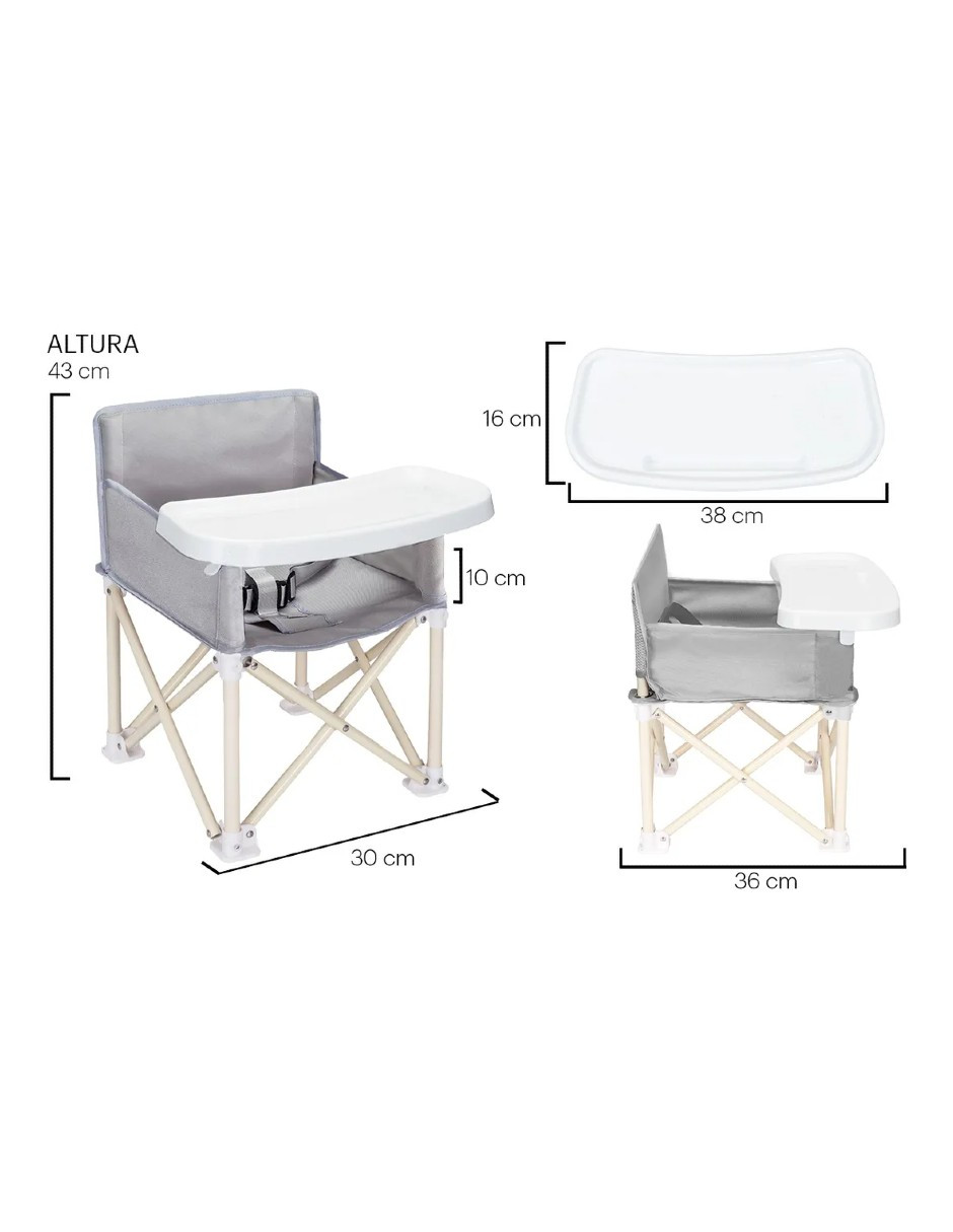 Foto 5 | Periquera Para Bebe Portatil Plegable Ajustable Gris Claro