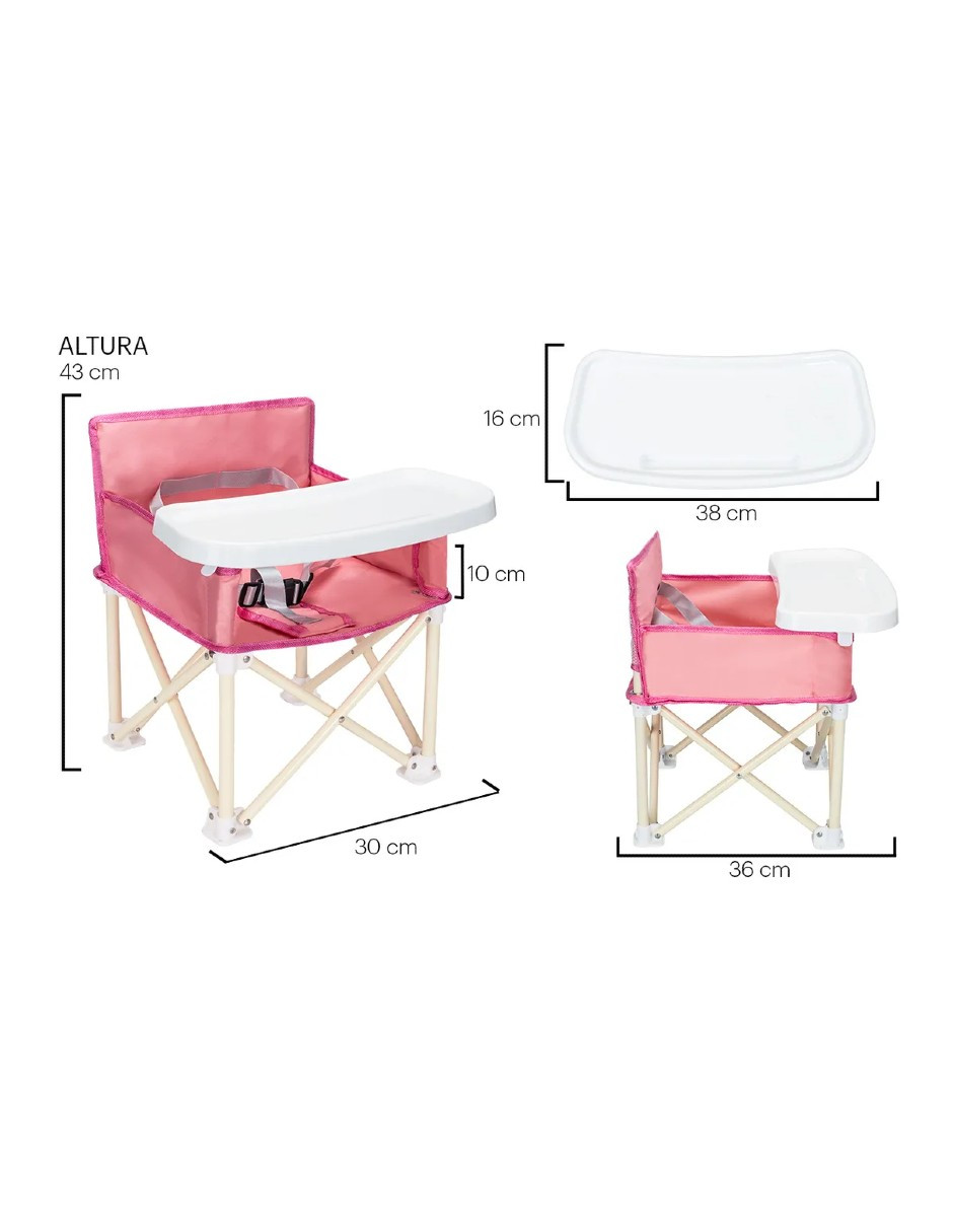 Foto 5 | Periquera Para Bebe Portatil Plegable Ajustable Rosa