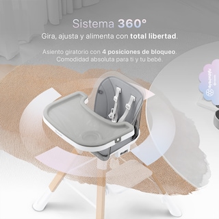 Foto 3 | Silla Alta Periquera Bebé 3 En 1 Esquimal Gris Doble Bandeja Para Comer Asiento Giratorio 360° Altura Ajustable