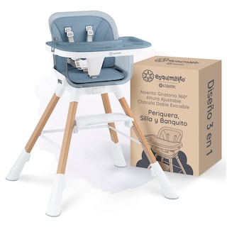 Foto 1 | Silla Alta Periquera Bebé 3 En 1 Esquimal Azul Doble Bandeja Para Comer Asiento Giratorio 360° Altura Ajustable