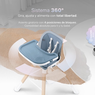 Foto 3 | Silla Alta Periquera Bebé 3 En 1 Esquimal Azul Doble Bandeja Para Comer Asiento Giratorio 360° Altura Ajustable