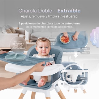 Foto 4 | Silla Alta Periquera Bebé 3 En 1 Esquimal Azul Doble Bandeja Para Comer Asiento Giratorio 360° Altura Ajustable